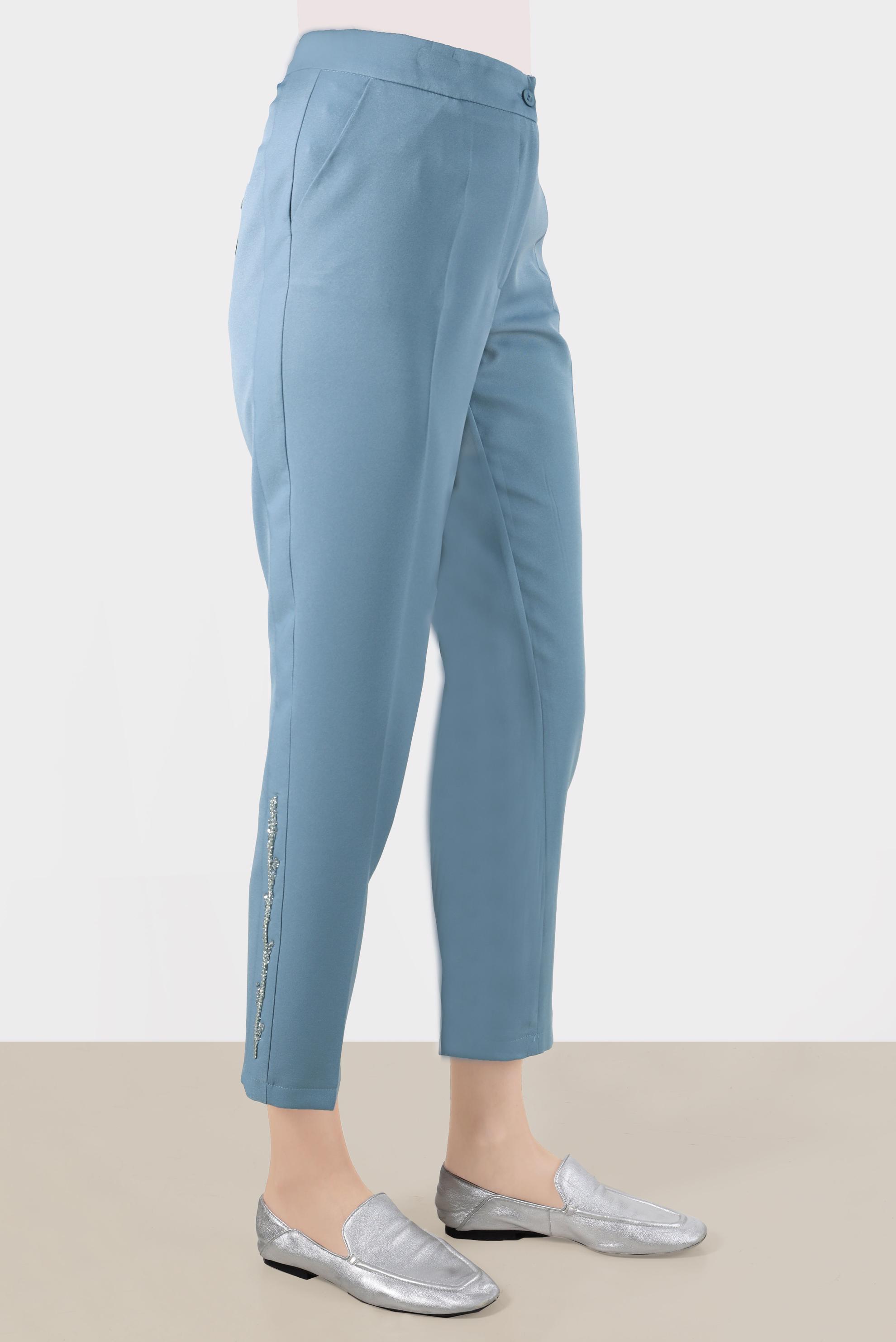 Tesettür giyim MAVİ NAKIŞLI PANTOLON 70382