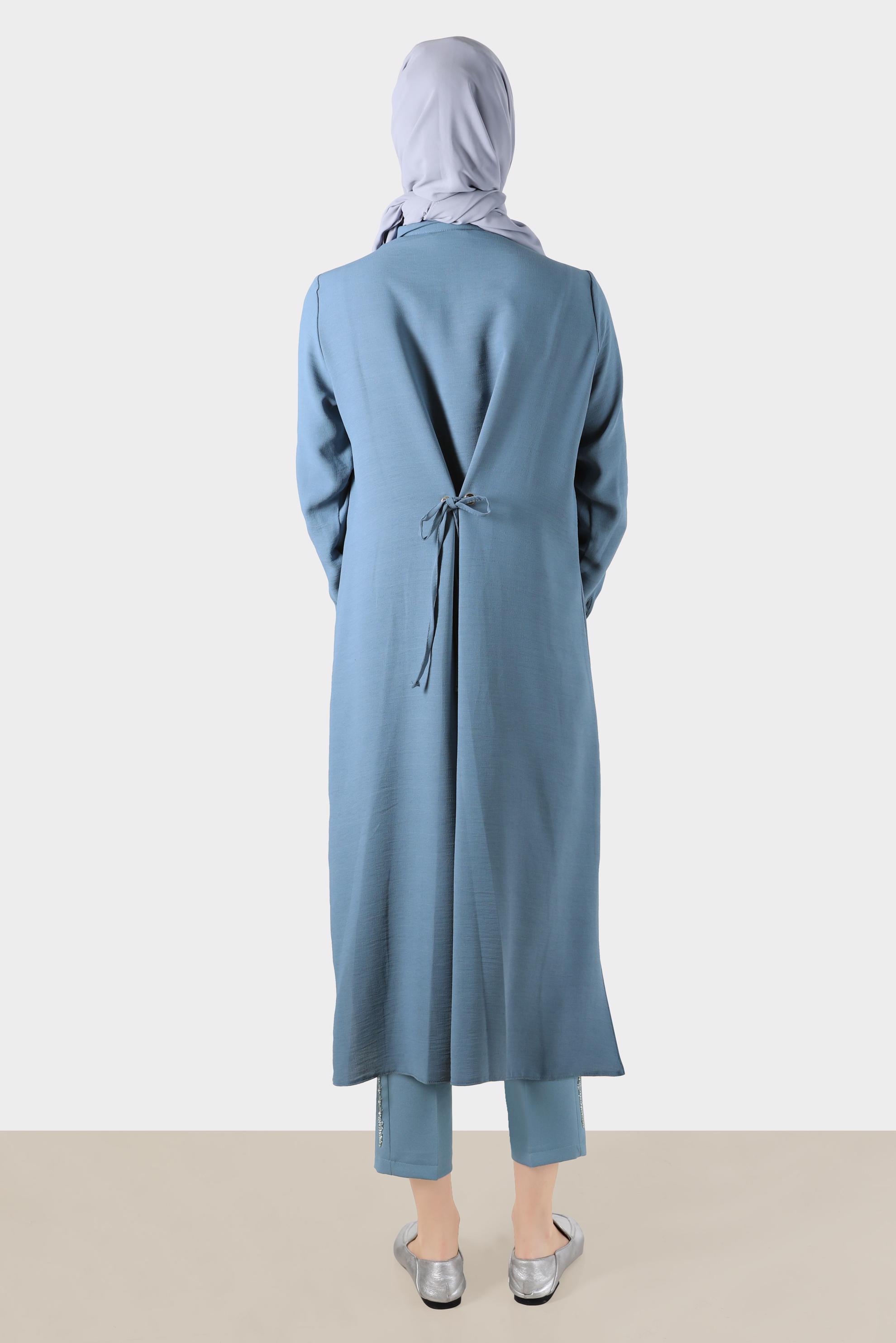 Tesettür giyim MAVİ NAKIŞLI PANTOLON 70382