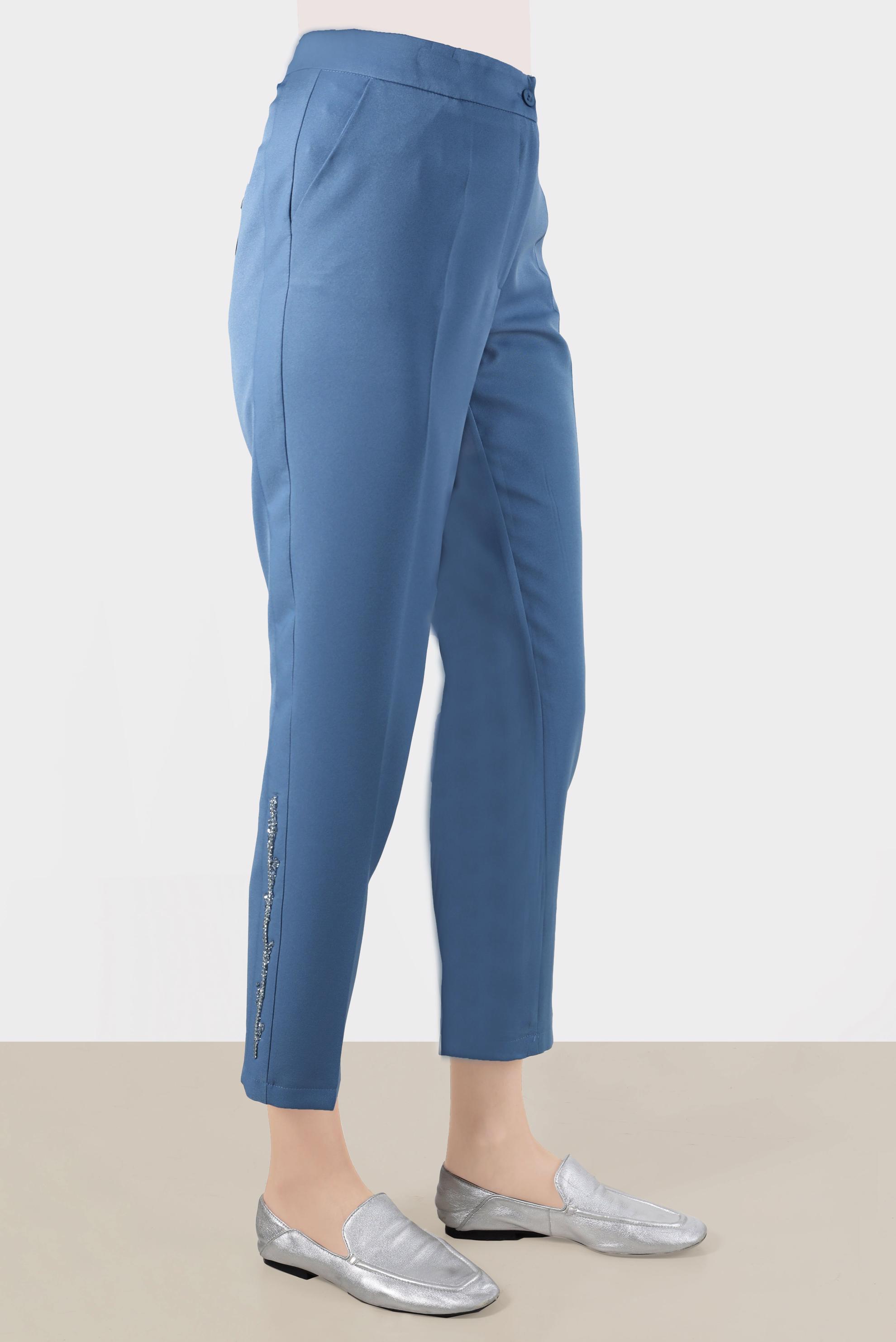 Tesettür giyim LACİVERT NAKIŞLI PANTOLON 70382