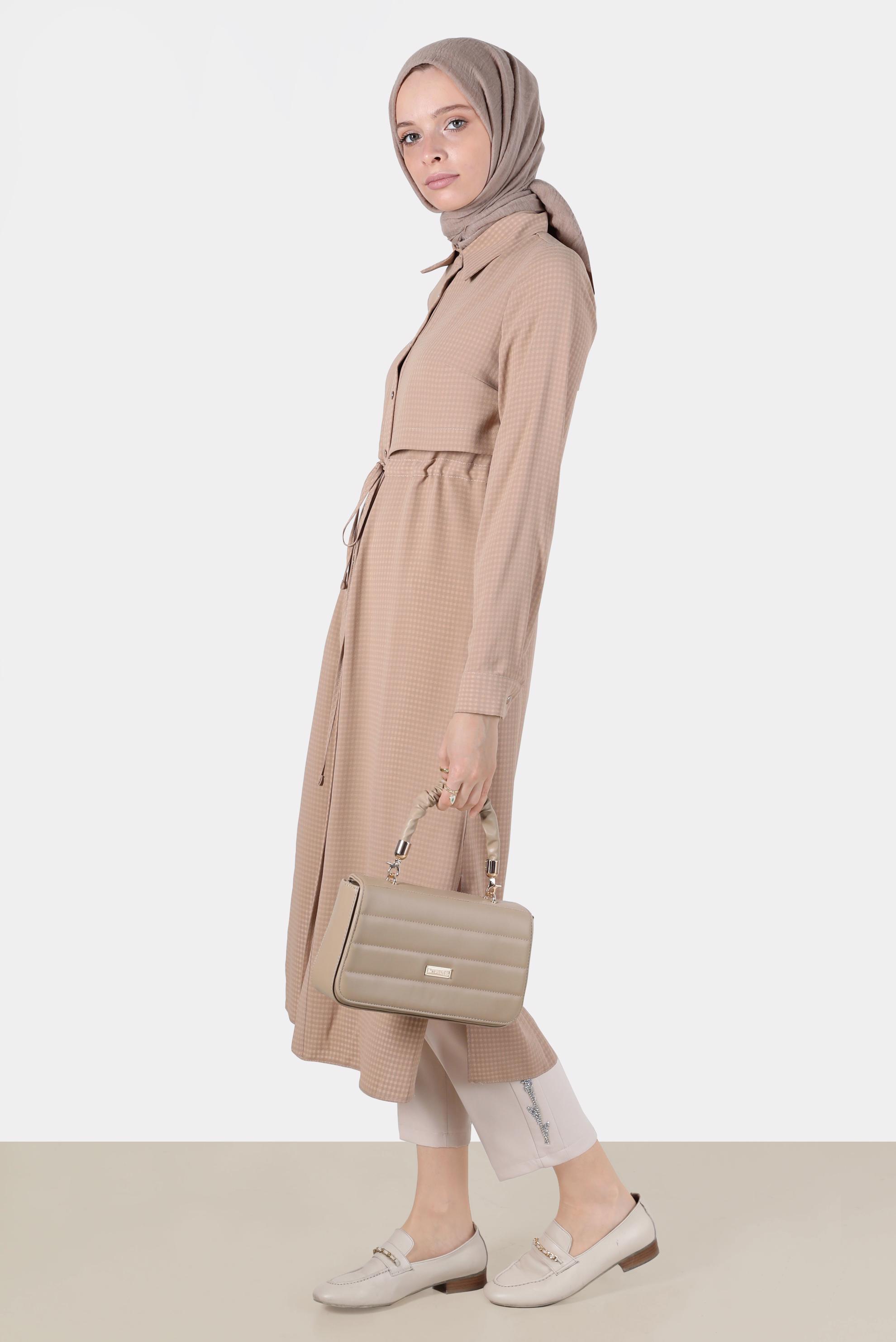 Tesettür giyim EKRU NAKIŞLI PANTOLON 70382