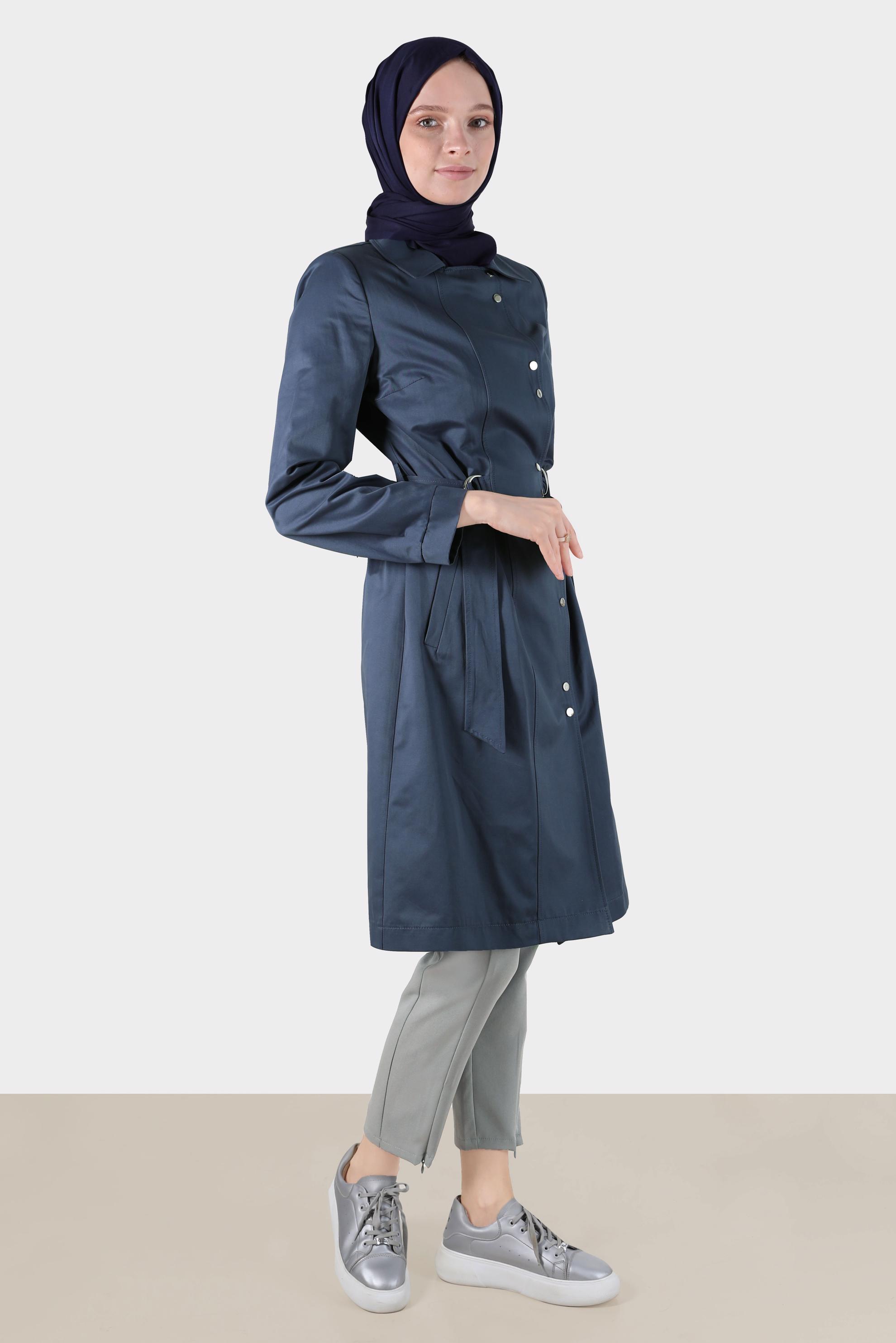 Tesettür giyim GRİ FERMUAR DETAYLI PANTOLON 70383 