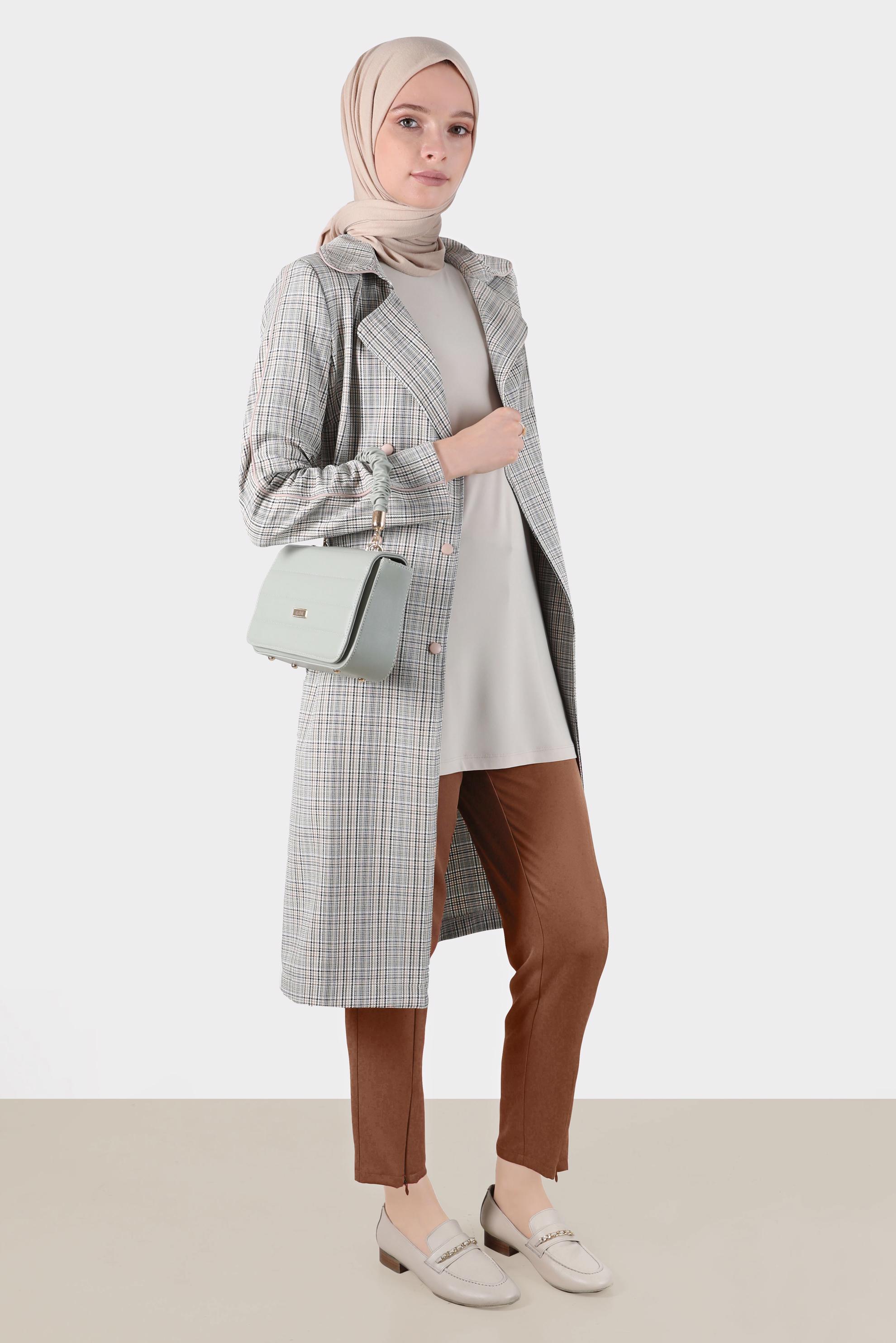 Tesettür giyim TABA FERMUAR DETAYLI PANTOLON 70383 