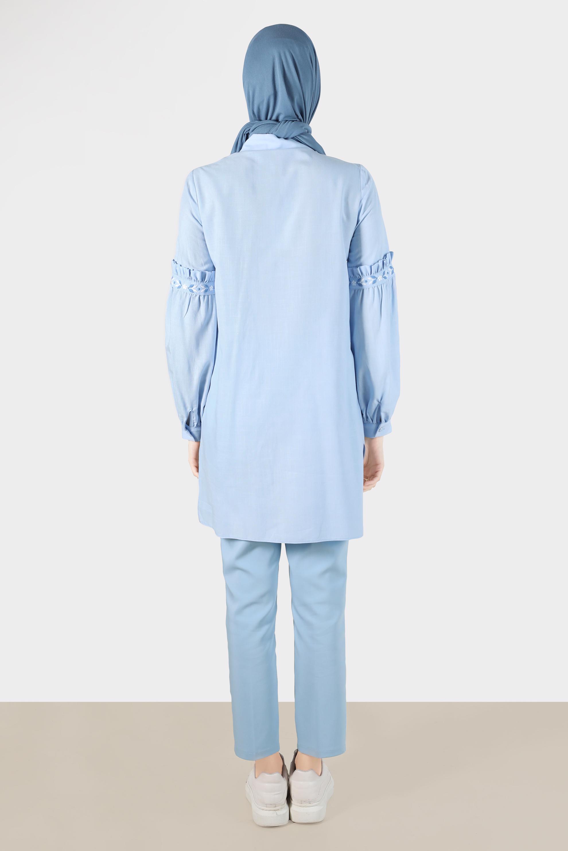 Tesettür giyim MAVİ BORU PAÇA PANTOLON 70384 