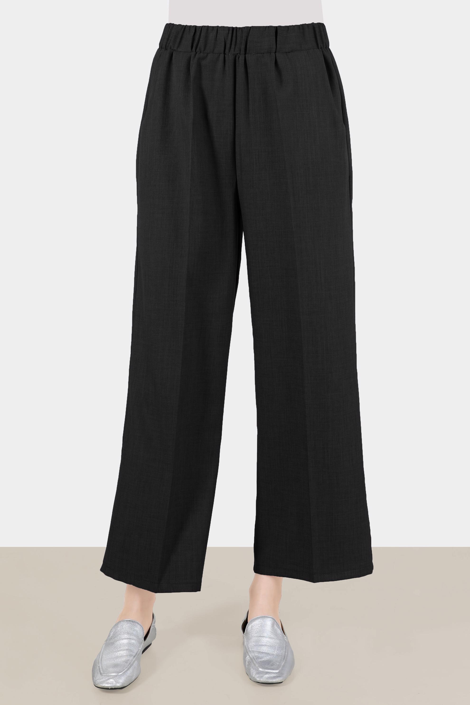 Tesettür giyim SİYAH BELİ LASTİKLİ PANTOLON 70385 