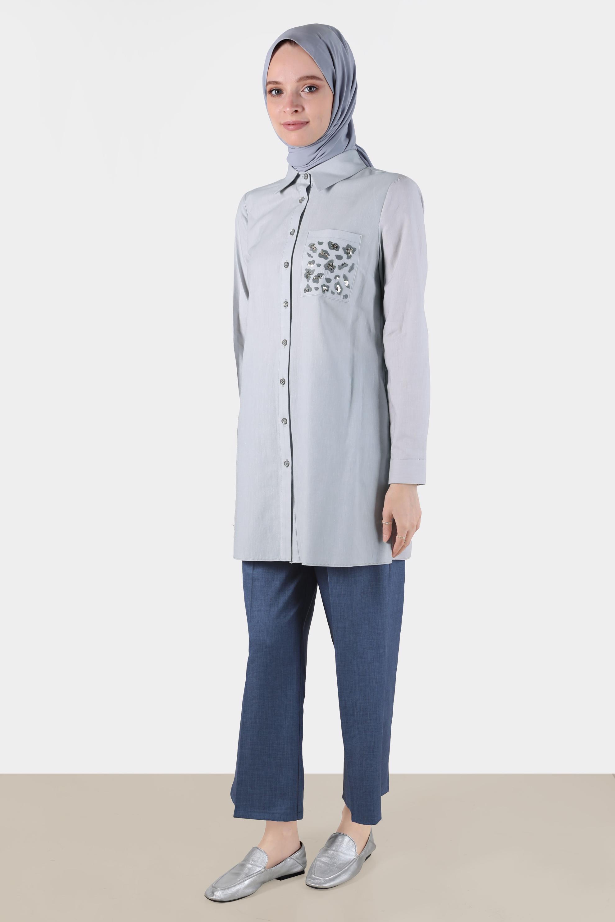 Tesettür giyim LACİVERT BELİ LASTİKLİ PANTOLON 70385 