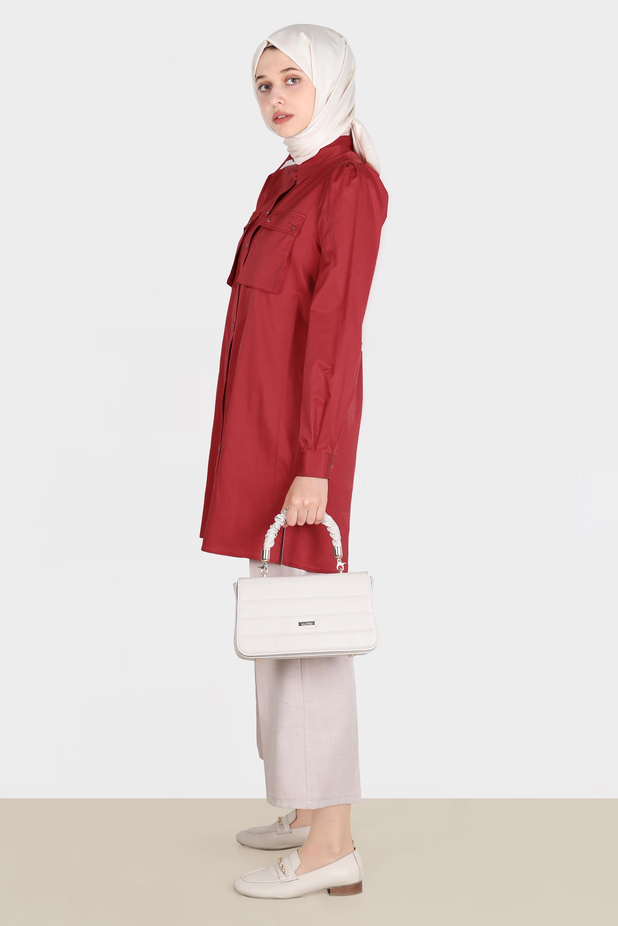 Tesettür giyim BEJ BELİ LASTİKLİ PANTOLON 70385 