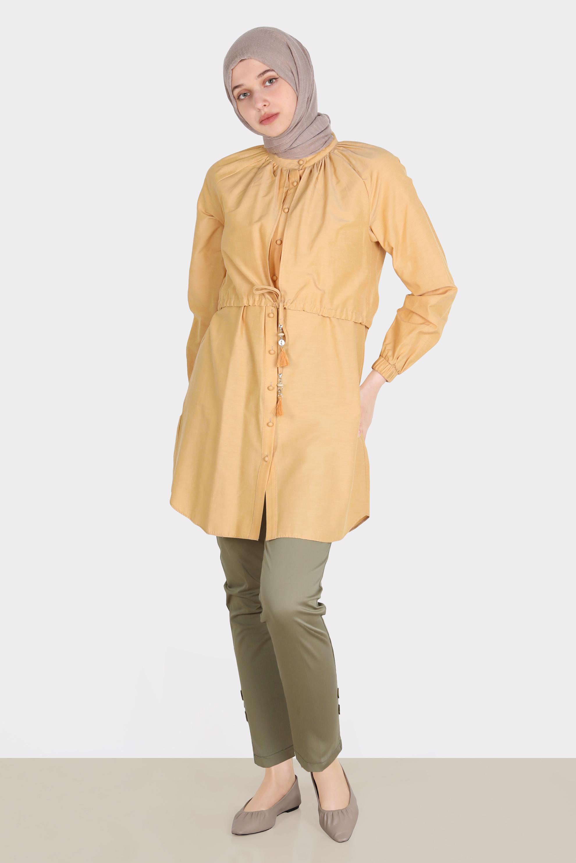 Tesettür giyim HAKİ DÜĞME DETAYLI PANTOLON 70387 