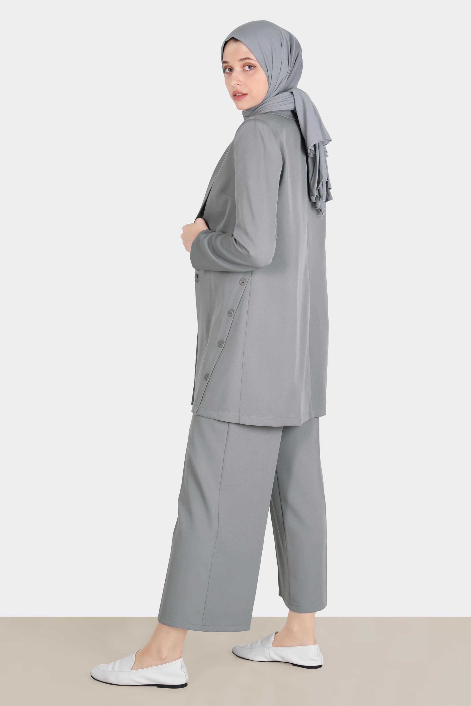 Tesettür giyim GRİ GENİŞ KESİM PANTOLON 70399