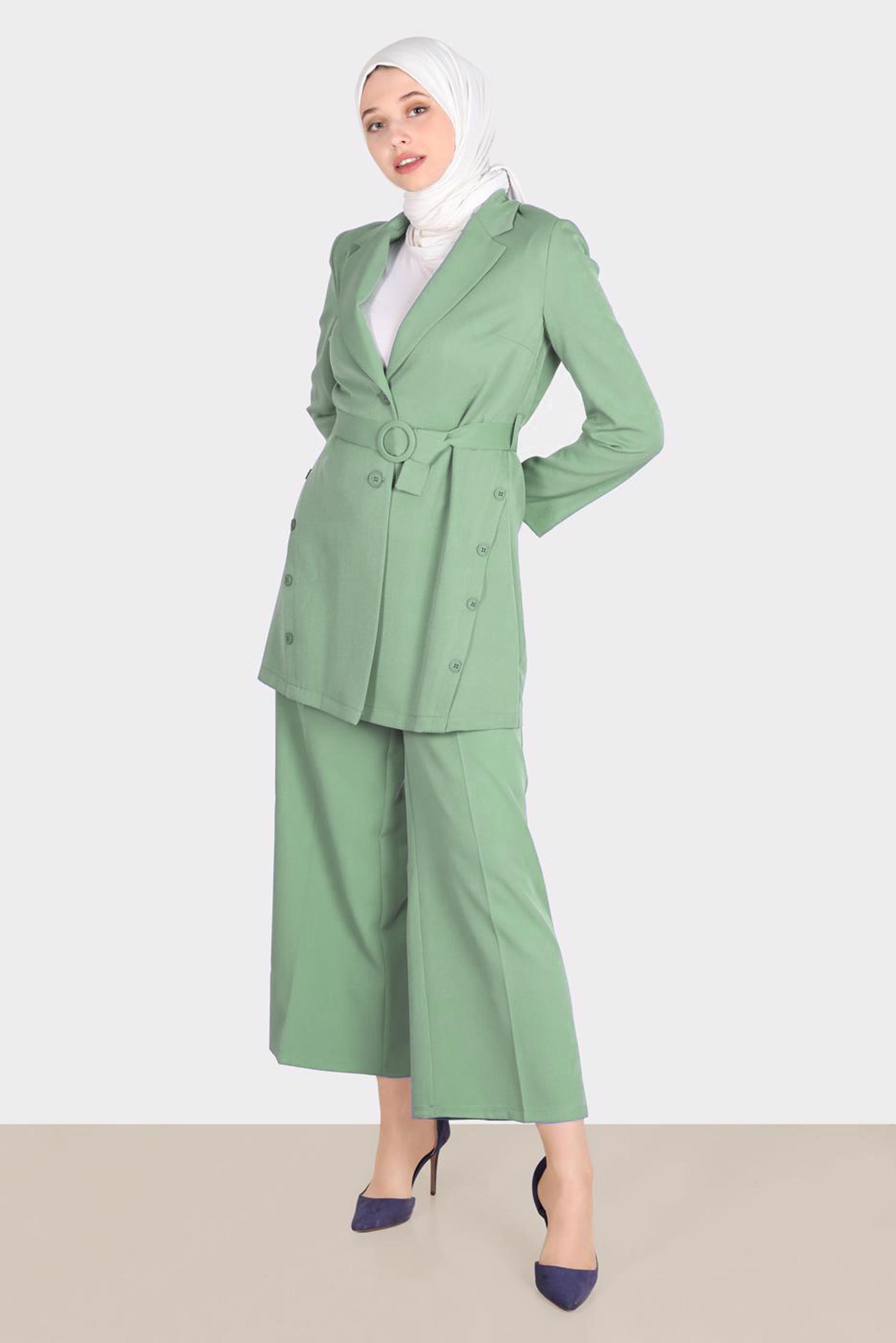 Tesettür giyim YEŞİL GENİŞ KESİM PANTOLON 70399