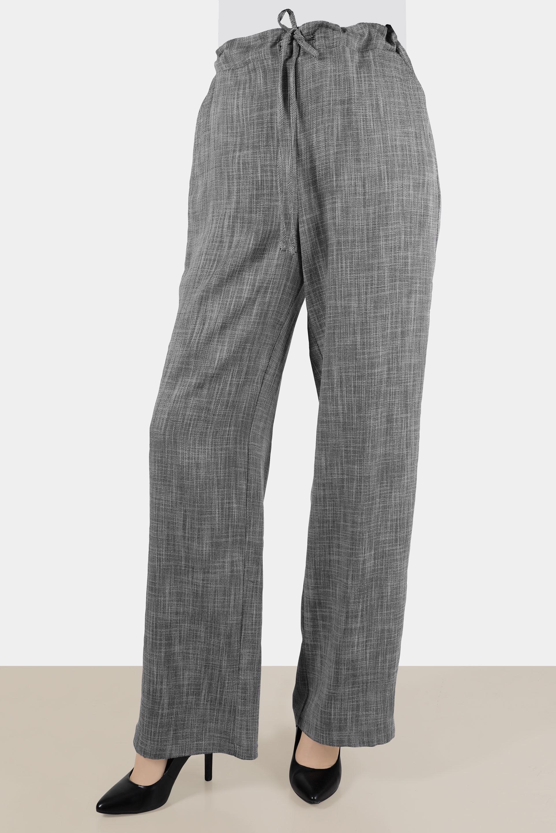 Vêtements hijab NOIR PANTALON ASPECT LIN TAILLE ÉLASTIQUE 70400