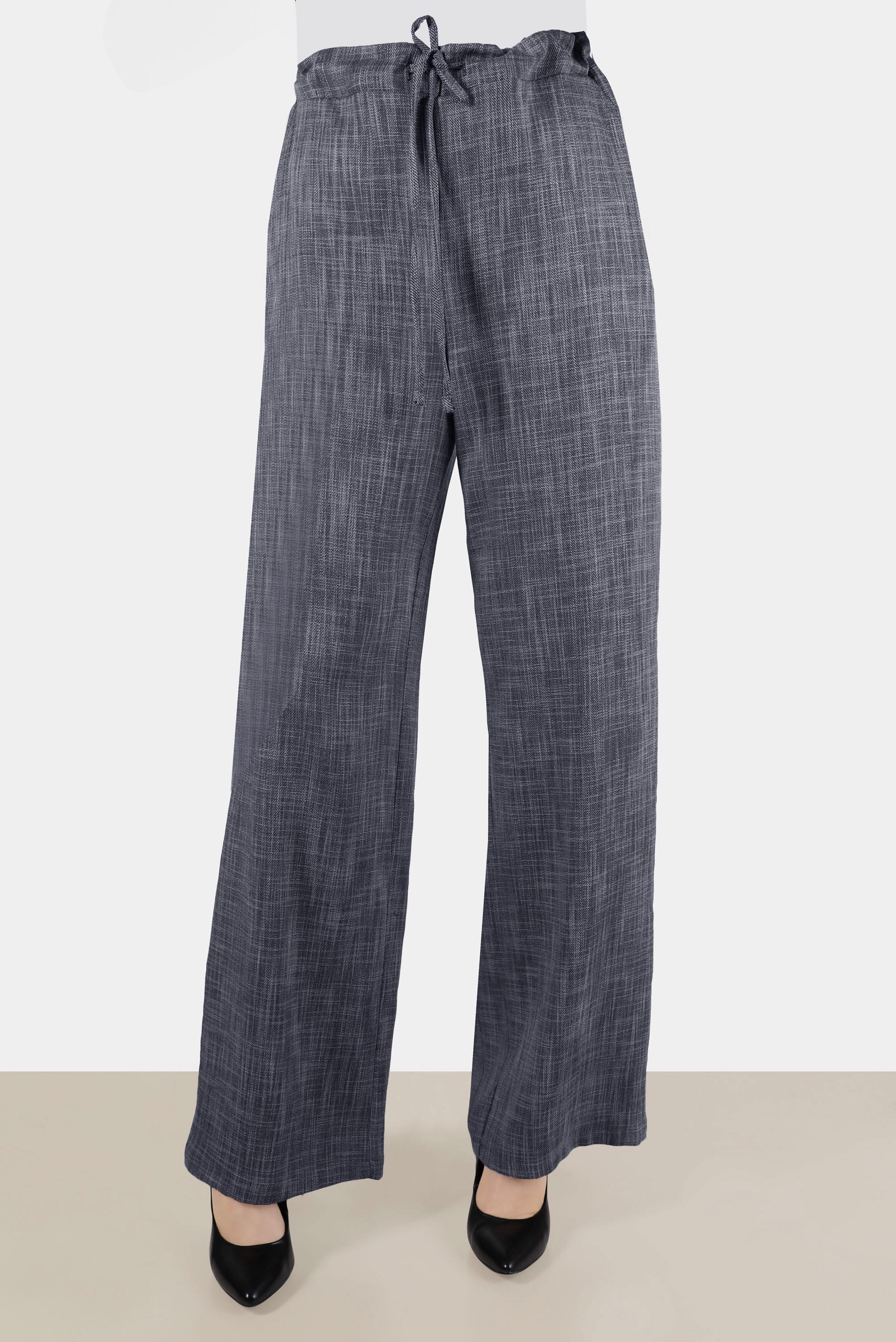 Tesettür giyim LACİVERT BELİ LASTİKLİ KETEN GÖRÜNÜMLÜ PANTOLON 70400 