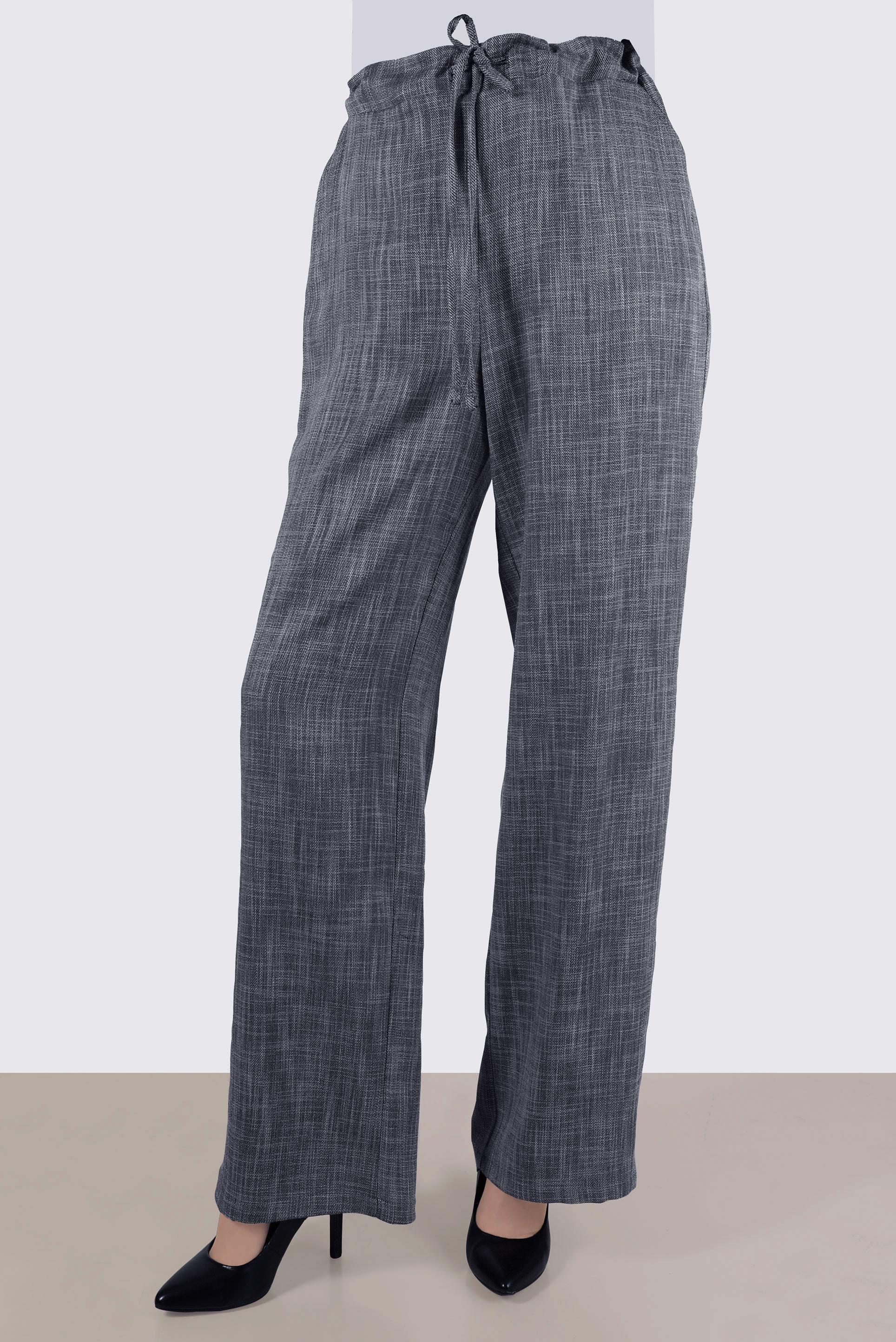 Tesettür giyim LACİVERT BELİ LASTİKLİ KETEN GÖRÜNÜMLÜ PANTOLON 70400 