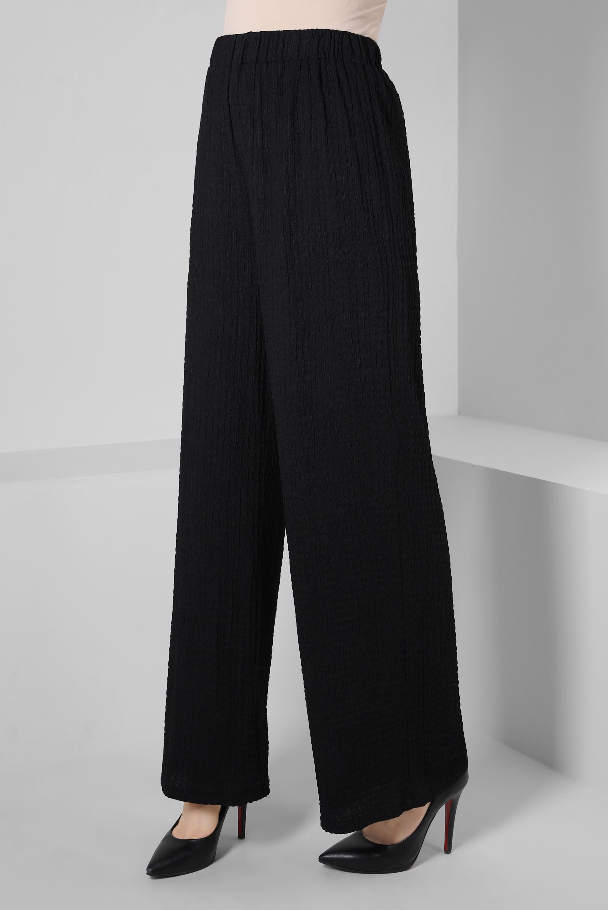 Tesettür giyim SİYAH GENİŞ PAÇA PANTOLON 70402