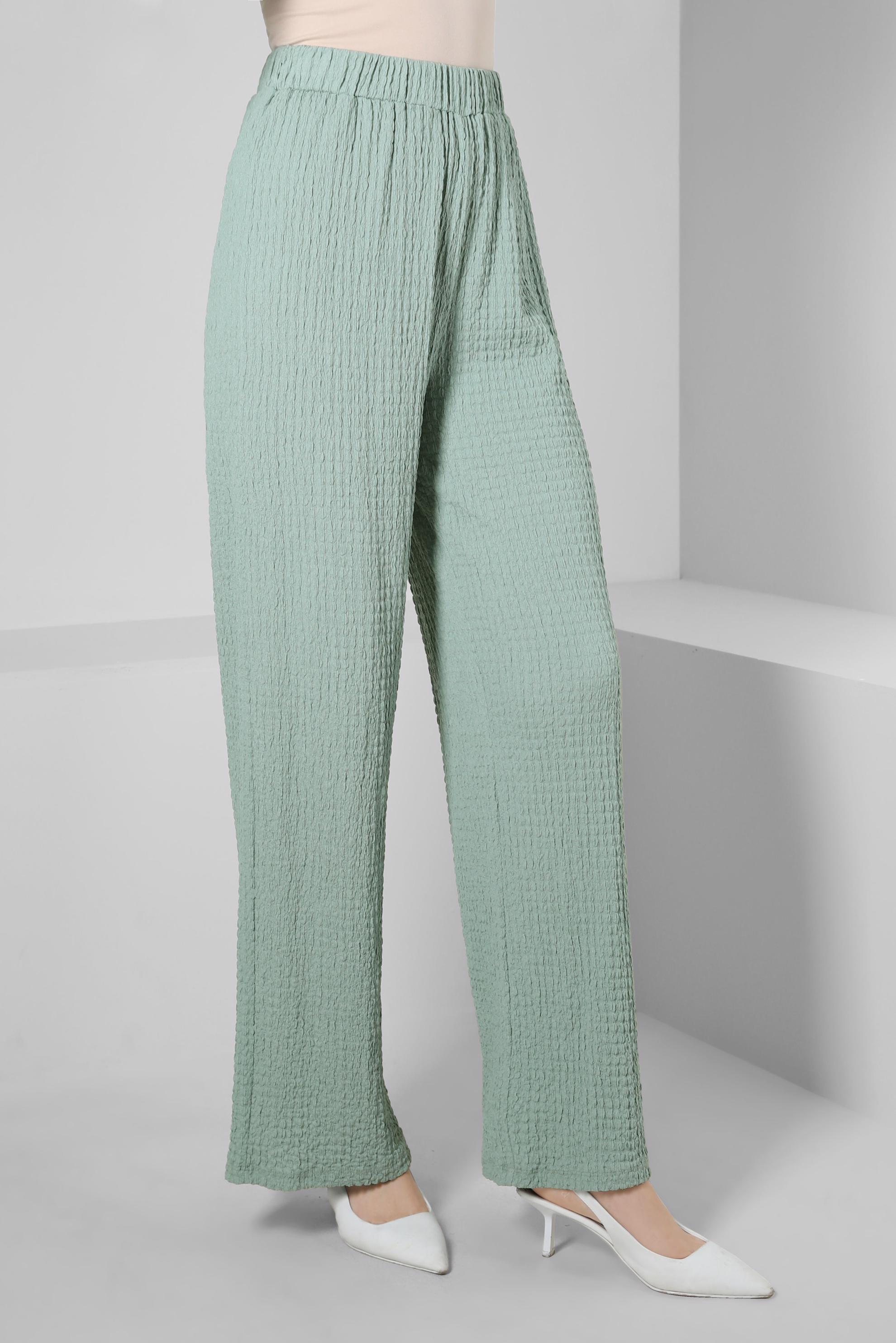 Tesettür giyim YEŞİL GENİŞ PAÇA PANTOLON 70402