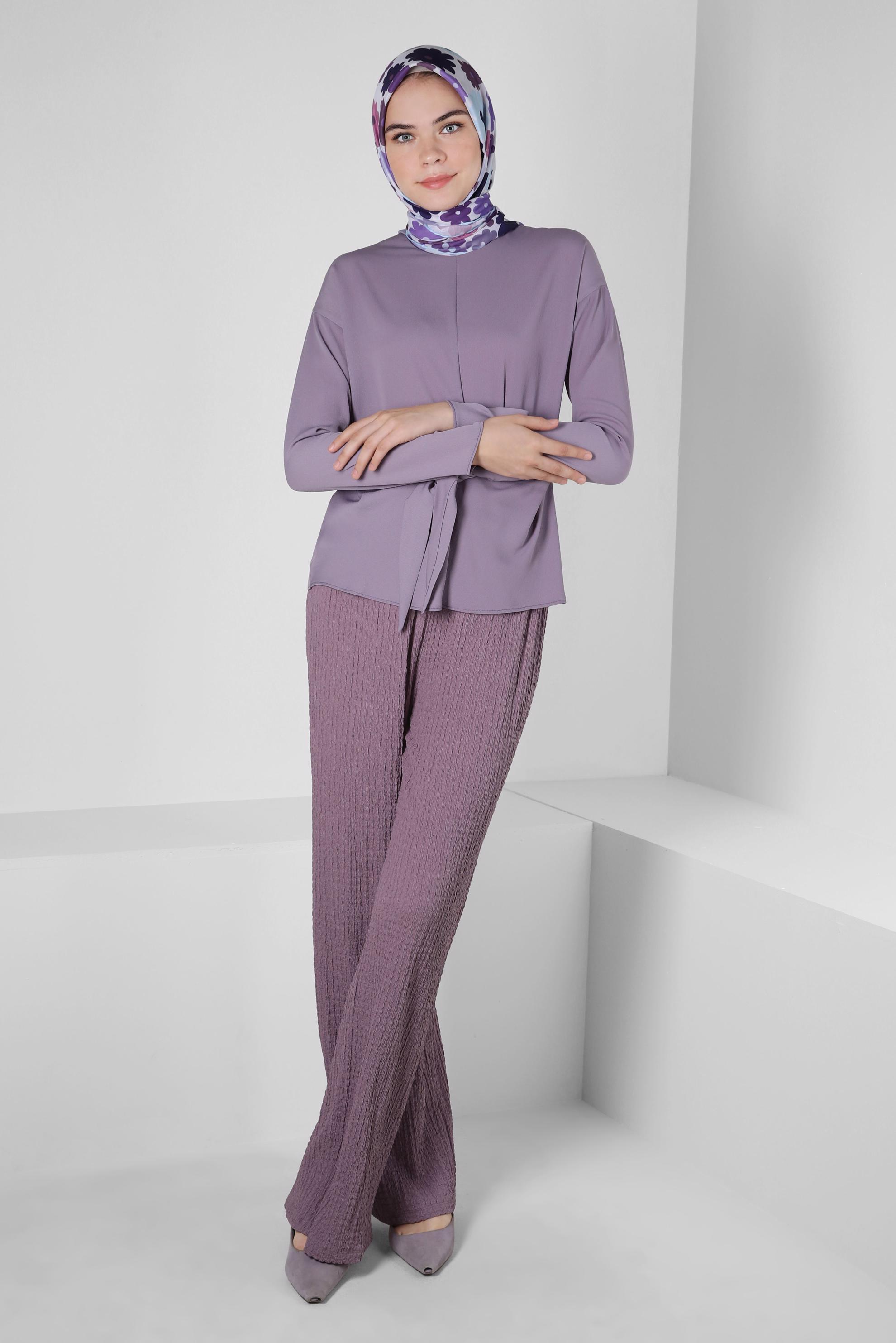 Tesettür giyim MOR GENİŞ PAÇA PANTOLON 70402