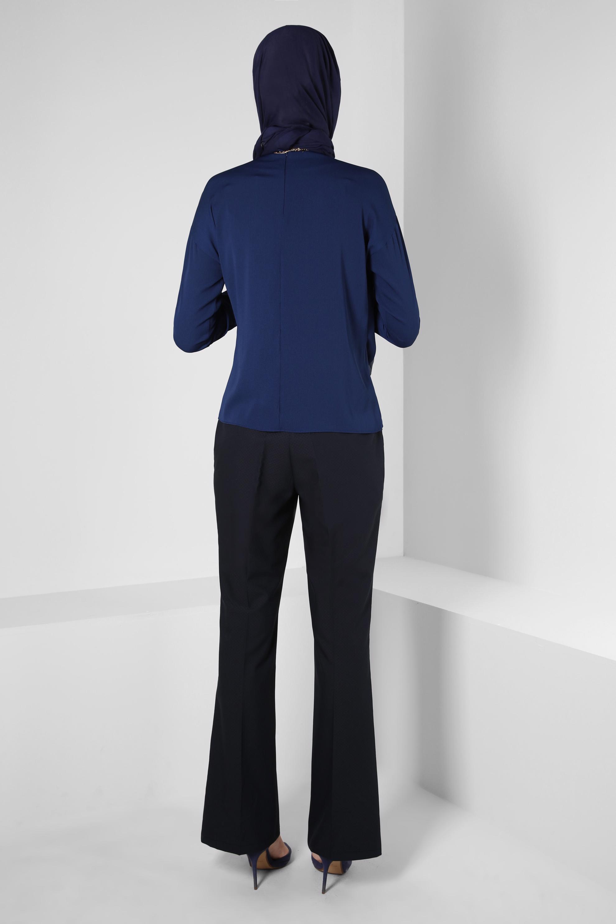 Tesettür giyim LACİVERT İSPANYOL PAÇA PANTOLON 70405