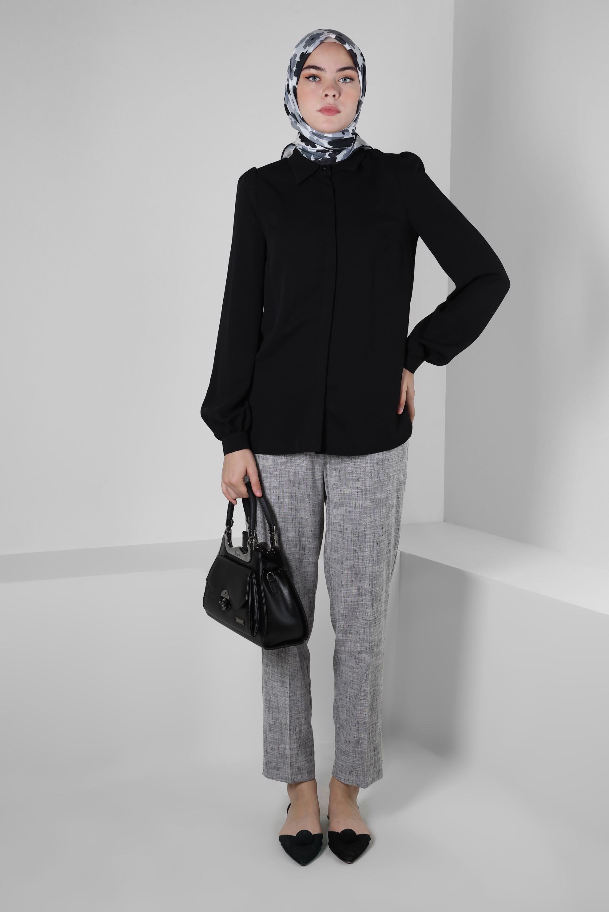 Tesettür giyim SİYAH YÜKSEK BEL PANTOLON 70406