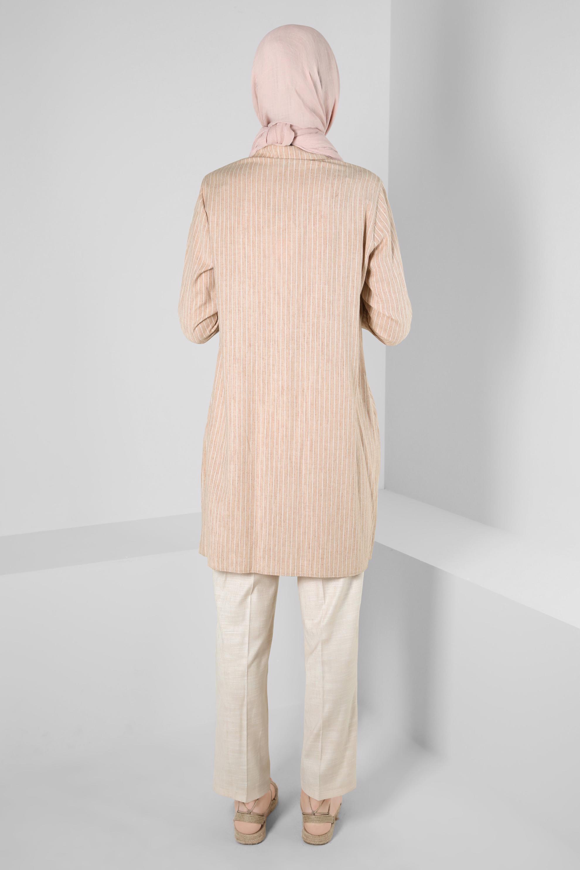 Tesettür giyim BEJ YÜKSEK BEL PANTOLON 70406