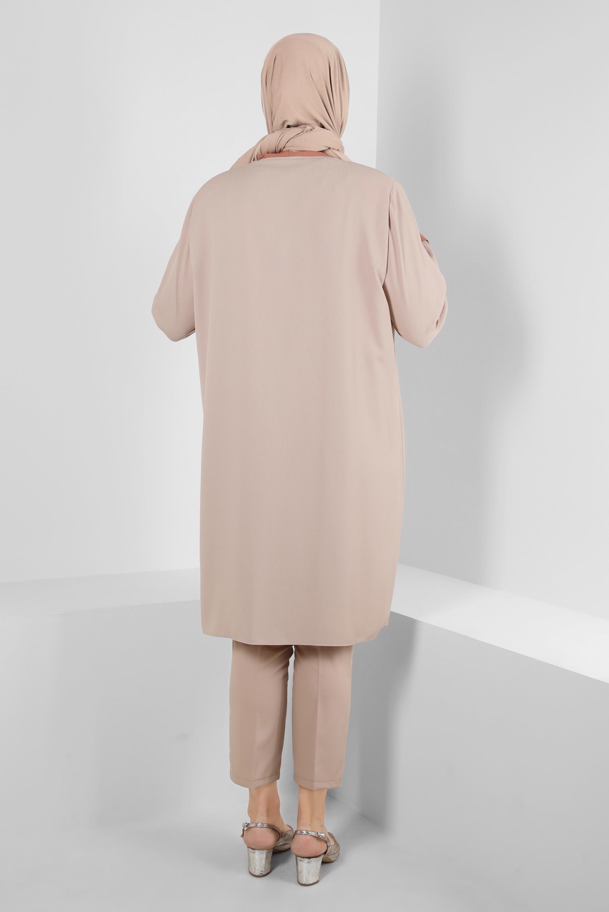 Tesettür giyim KAHVE DAR PAÇA YÜKSEK BEL PANTOLON 70407