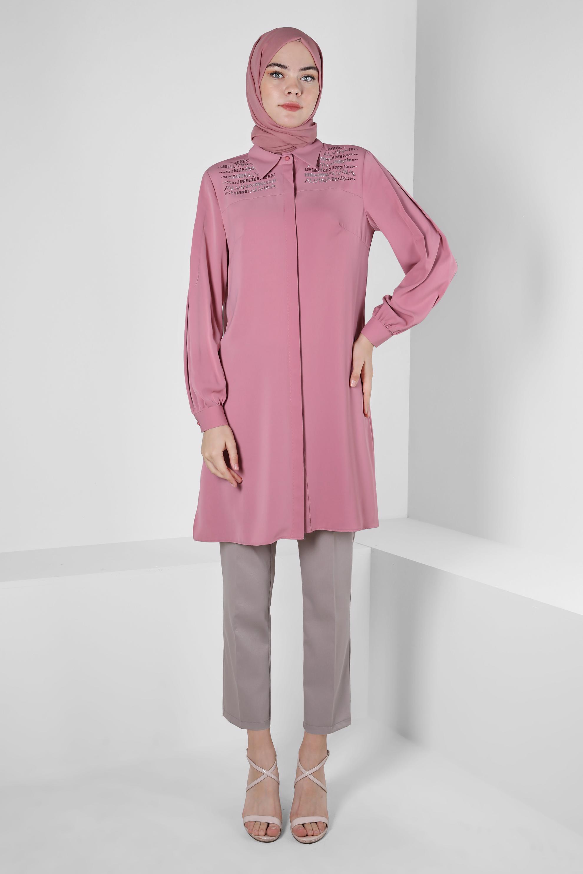 Tesettür giyim VİZON DAR PAÇA YÜKSEK BEL PANTOLON 70407