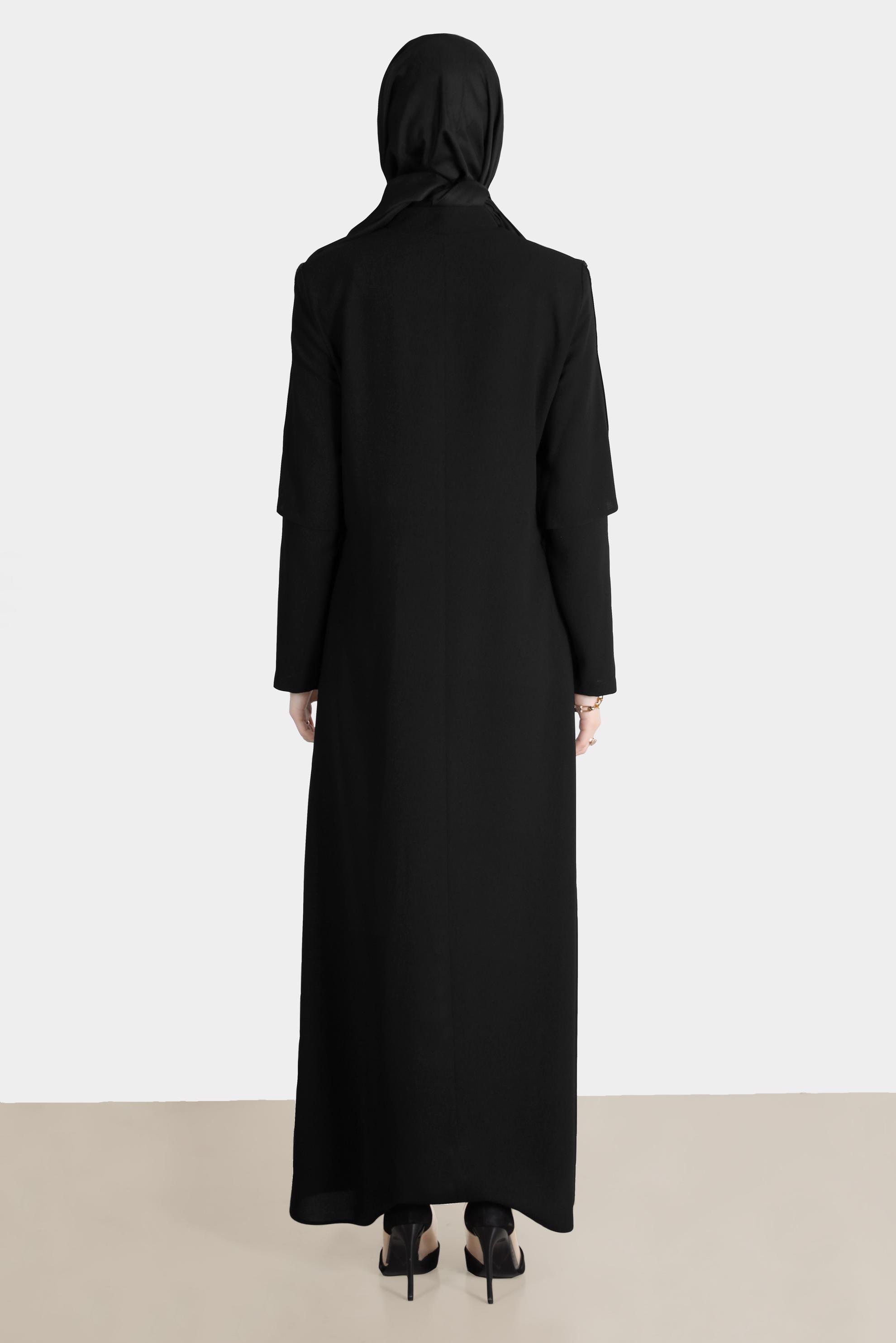 Tesettür giyim SİYAH BONCUK İŞLEME DETAYLI PARDESÜ 10525 