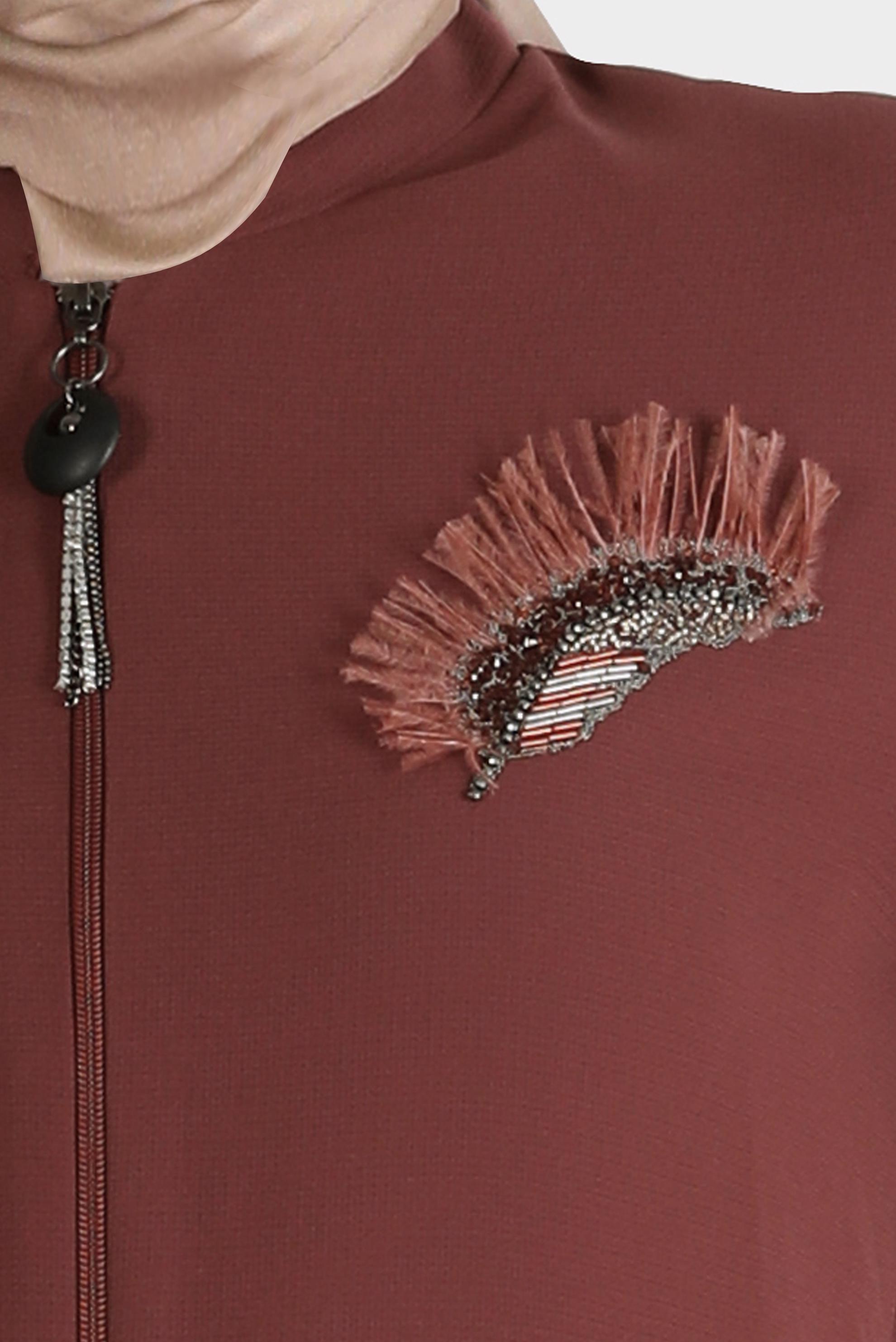 Tesettür giyim TURUNCU BONCUK İŞLEME DETAYLI PARDESÜ 10525 