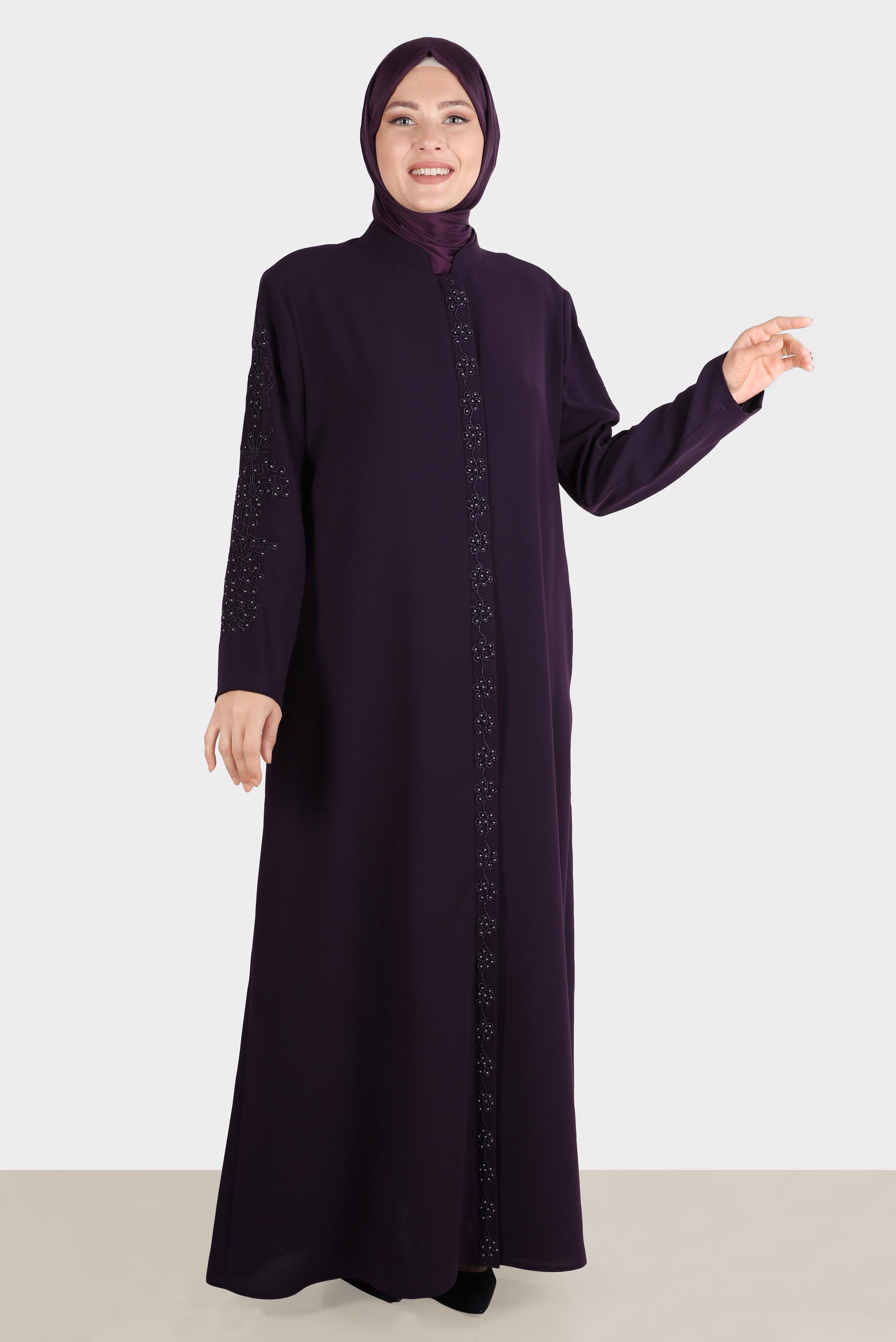 Vêtements hijab PRUNE COUCHE DE FINITION BRODÉE DE GEMME 10530