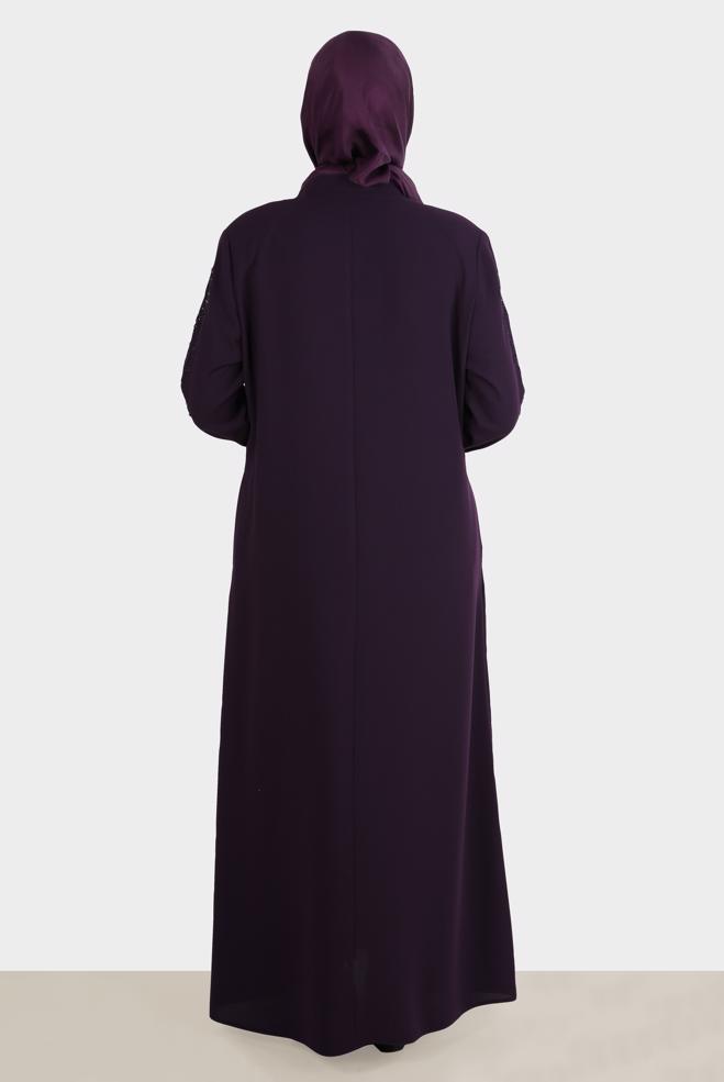 Vêtements hijab PRUNE COUCHE DE FINITION BRODÉE DE GEMME 10530 - ALVİNA