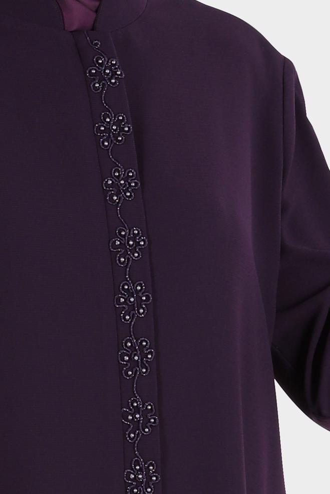 Vêtements hijab PRUNE COUCHE DE FINITION BRODÉE DE GEMME 10530 - ALVİNA