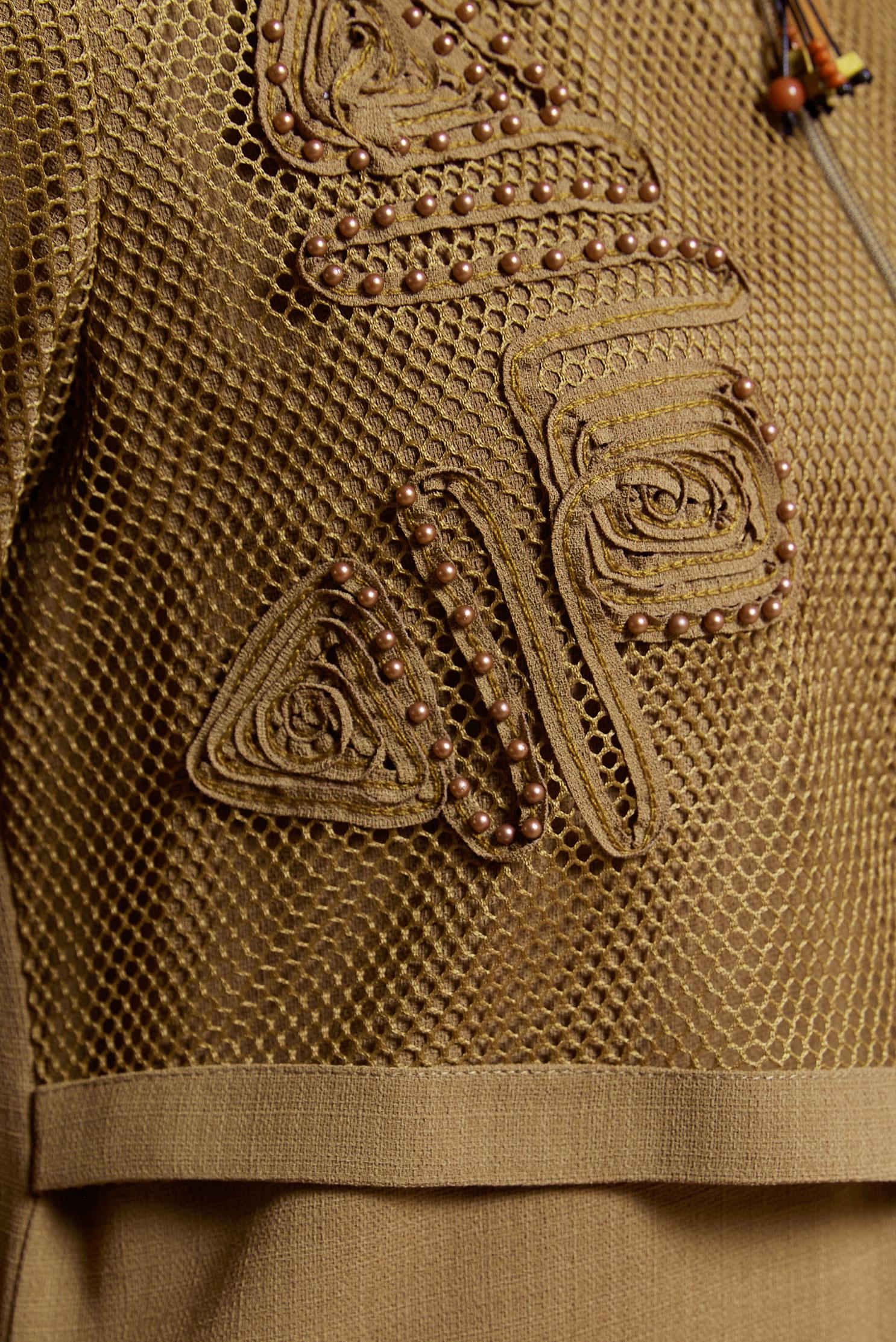 Tesettür giyim SARI FİLE DETAYLI PARDESÜ 10531 