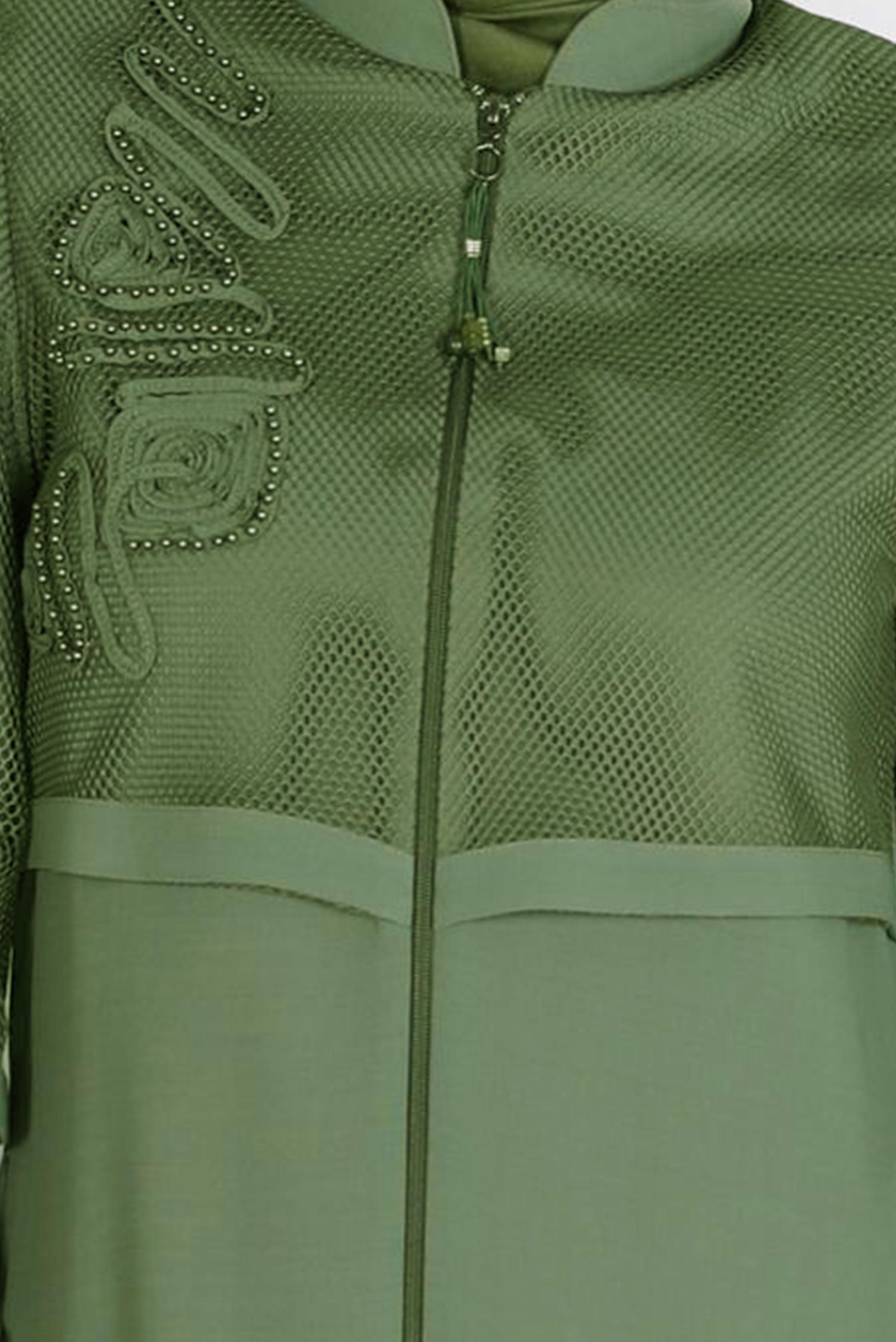 Tesettür giyim YEŞİL FİLE DETAYLI PARDESÜ 10531 