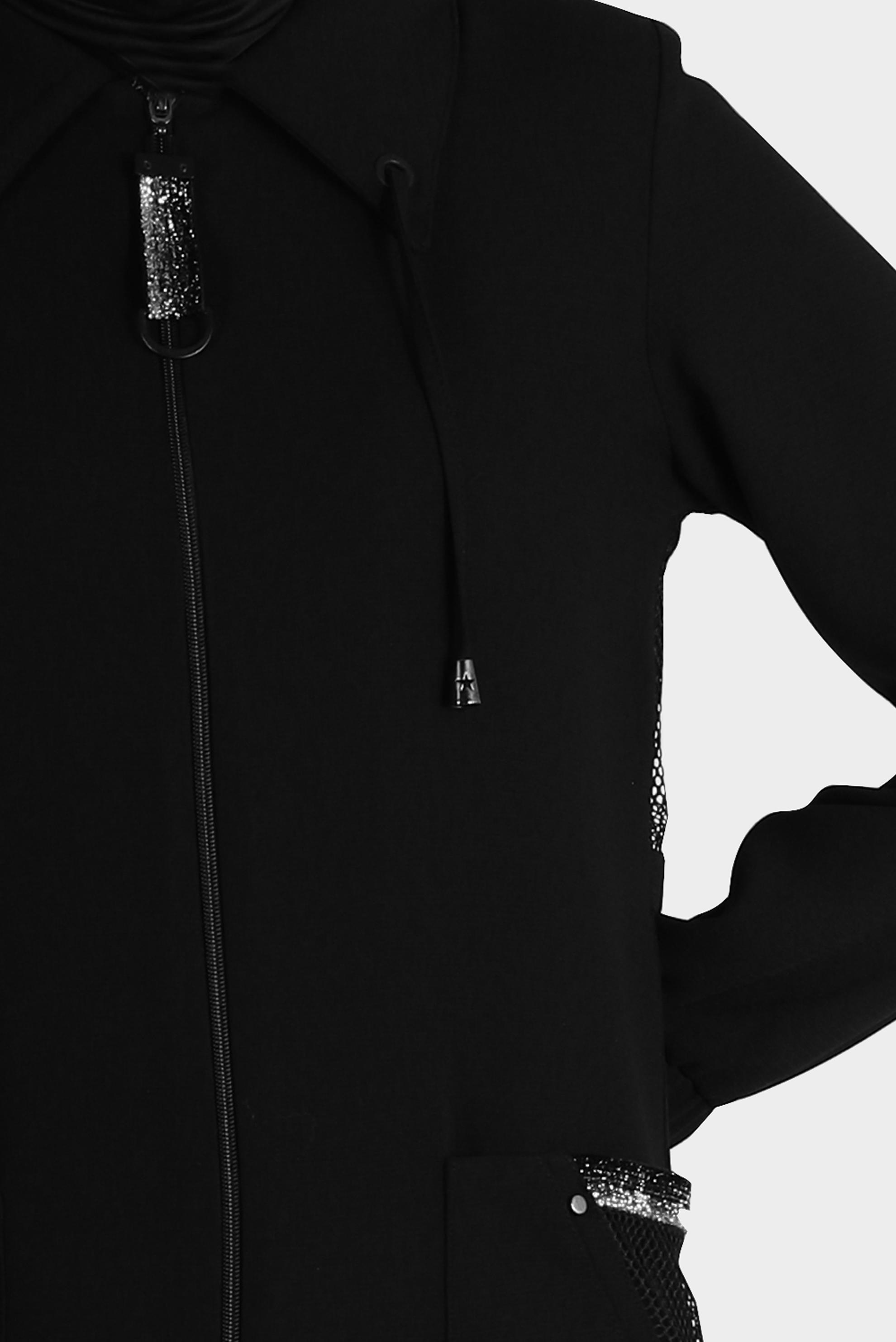 Tesettür giyim SİYAH FERMUARLI FİLE DETAYLI PARDESÜ 10533 