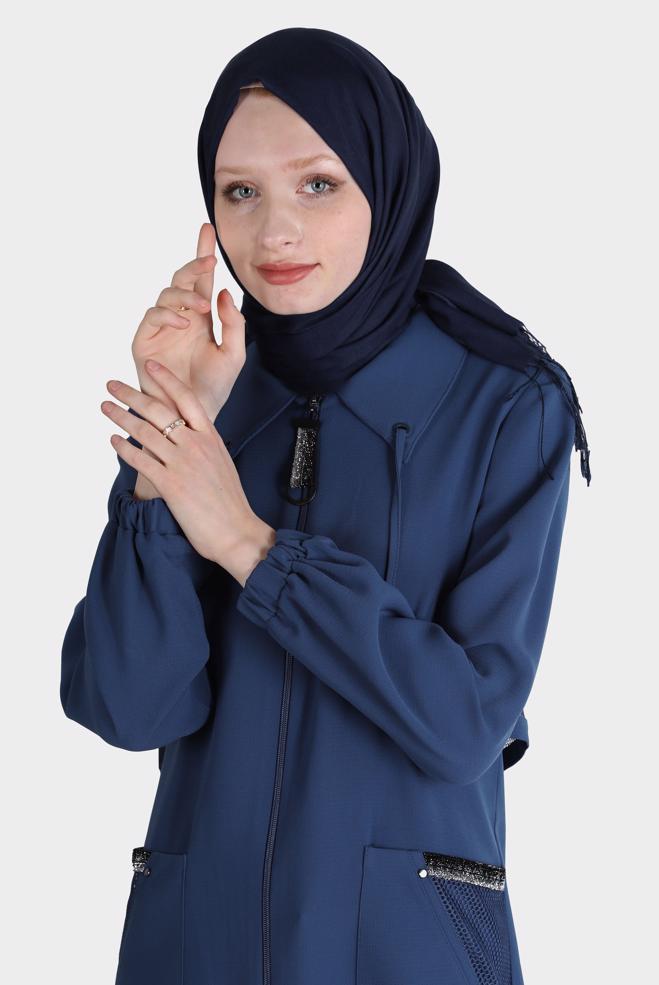 Vêtements hijab  COUCHE DE FINITION AVEC DÉTAIL EN MAILLE ZIPPÉE 10533 - ALVİNA