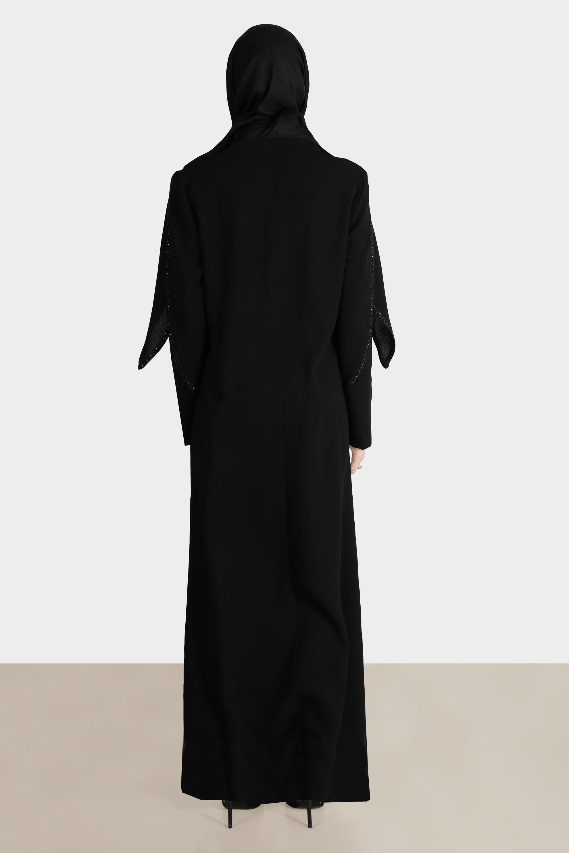 Tesettür giyim SİYAH KOL DETAYLI TAŞLI PARDESÜ 10537 