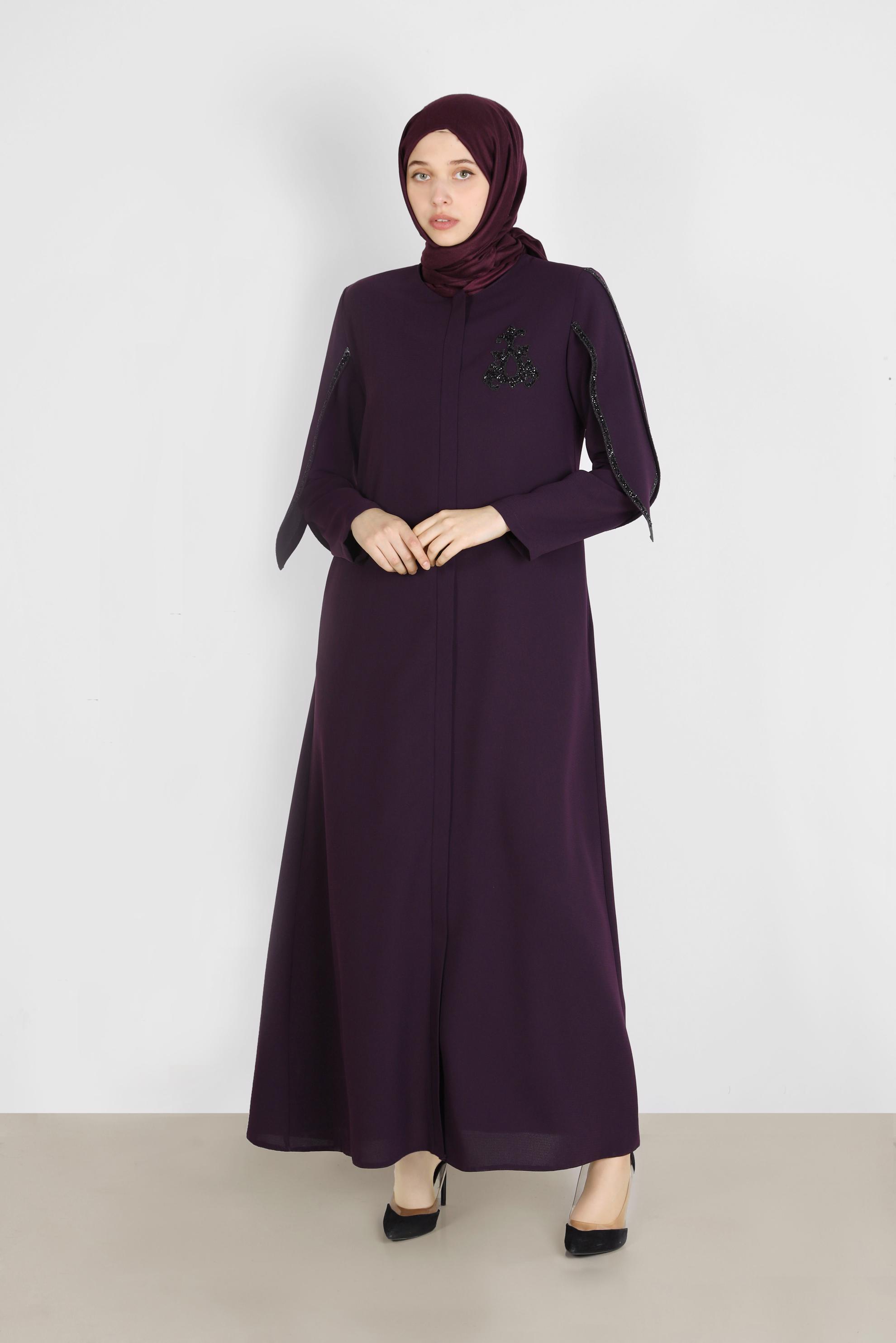 Tesettür giyim MÜRDÜM KOL DETAYLI TAŞLI PARDESÜ 10537 