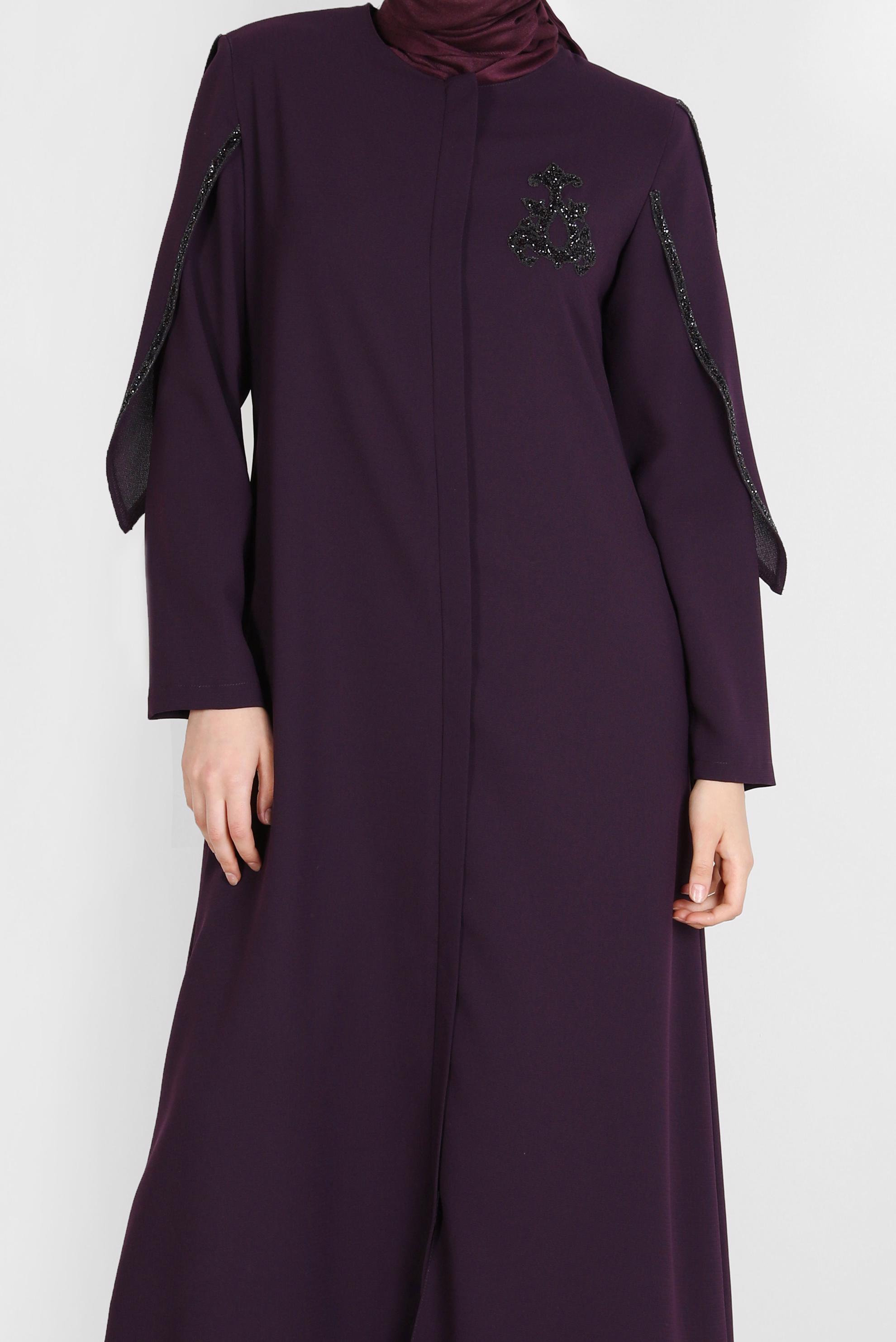 Tesettür giyim MÜRDÜM KOL DETAYLI TAŞLI PARDESÜ 10537 