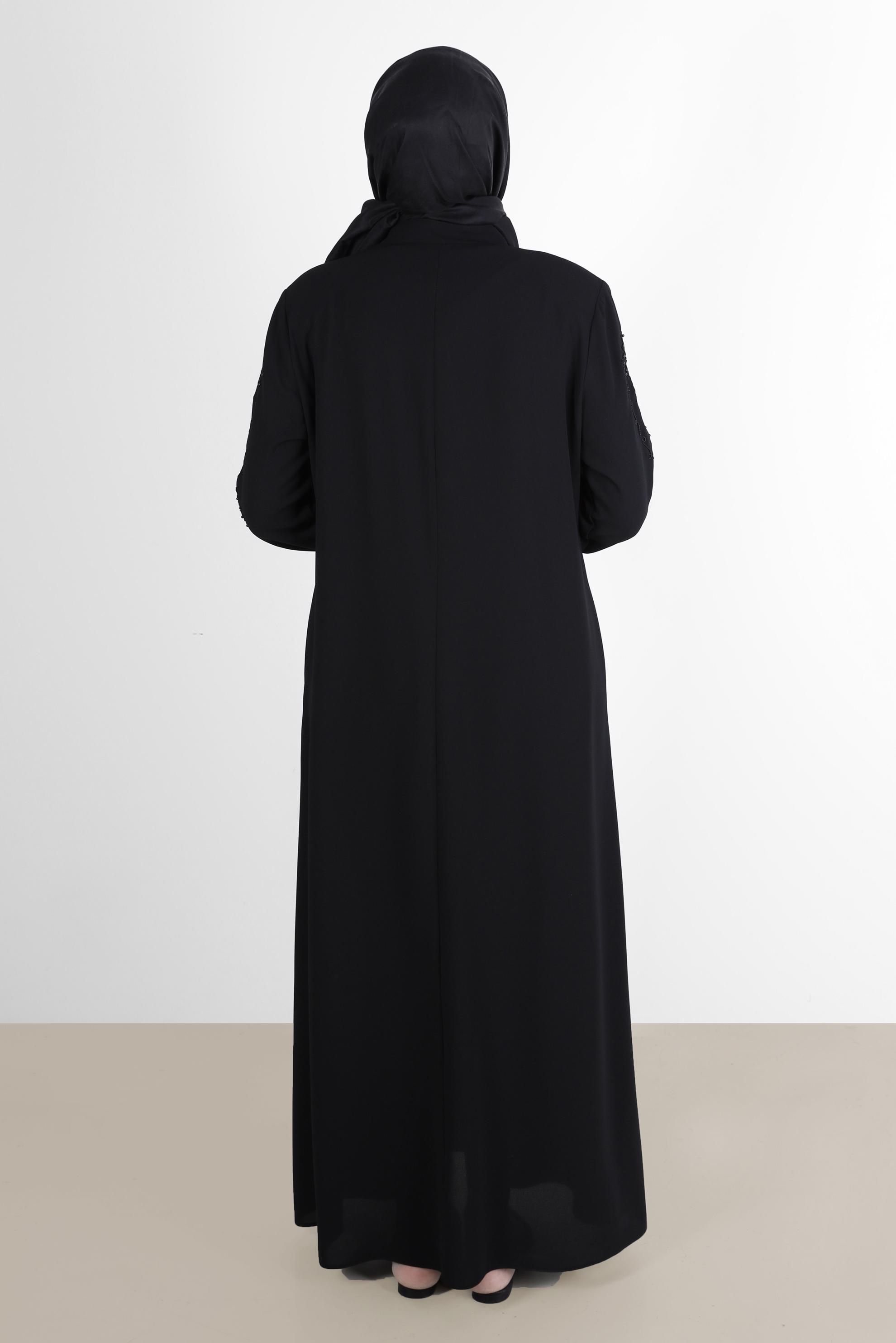 Tesettür giyim SİYAH TAŞ DETAYLI PARDESÜ 10540 