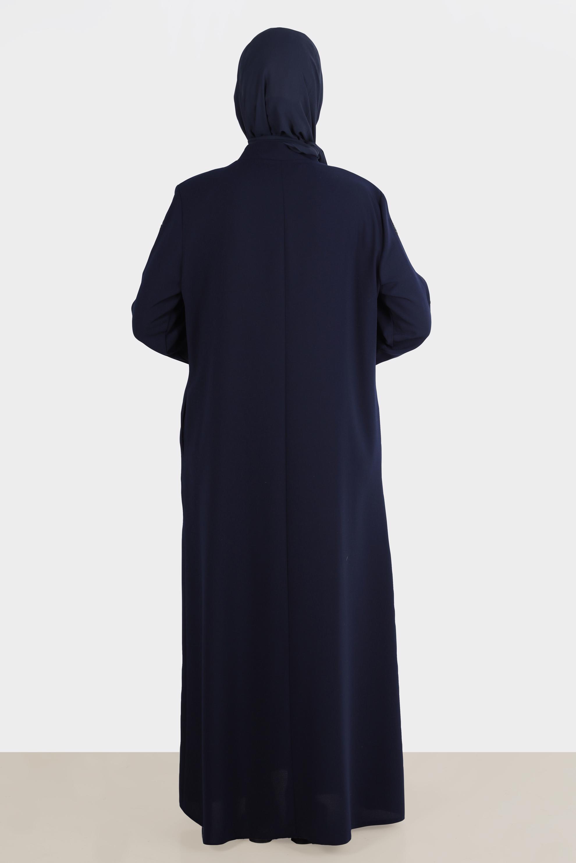 Tesettür giyim LACİVERT TAŞ DETAYLI PARDESÜ 10540 