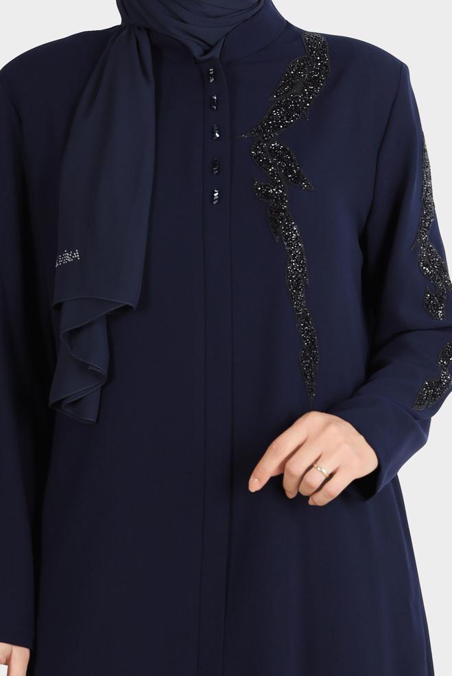 Vêtements hijab BLEU MARINE FINITION GEM DETAIL 10540 - ALVİNA