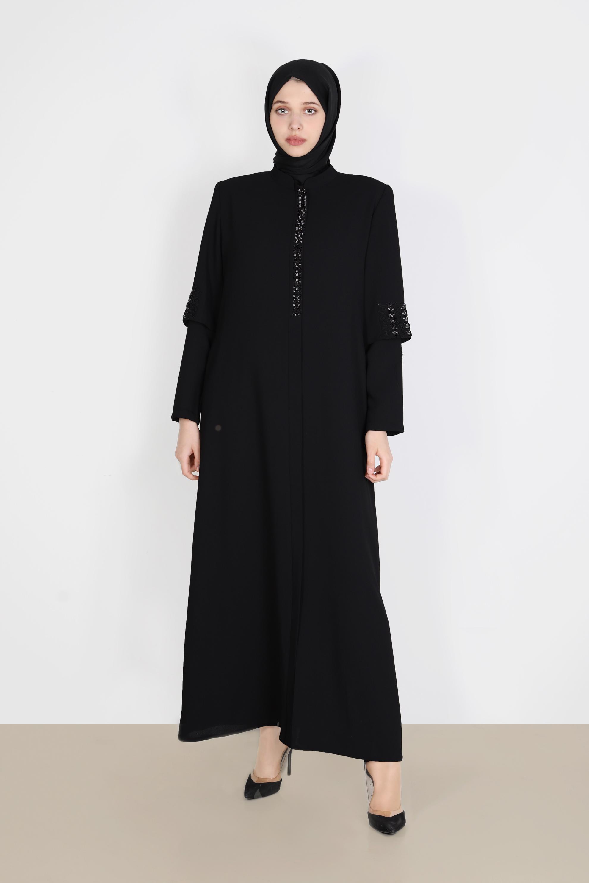 Vêtements hijab NOIR FINITION REMBOURRÉE GEM DETAIL 10544