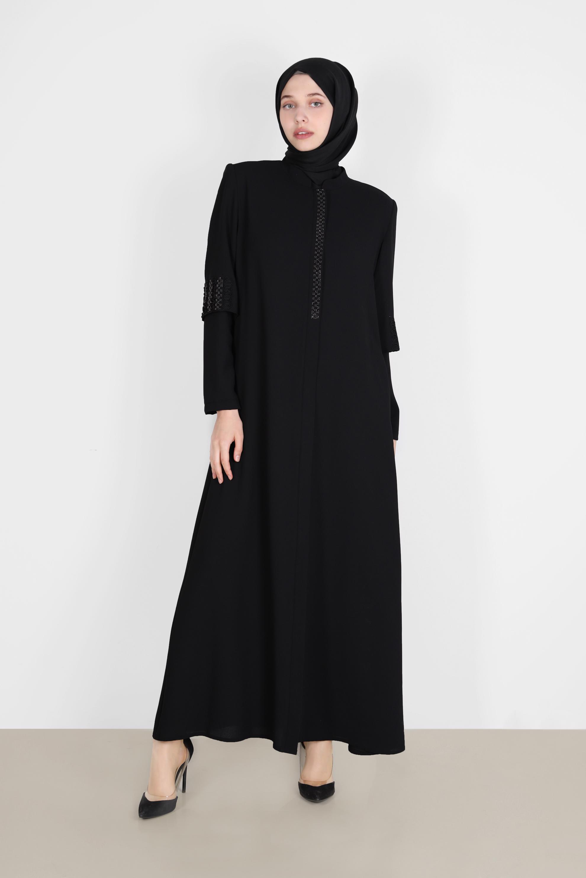 Vêtements hijab NOIR FINITION REMBOURRÉE GEM DETAIL 10544