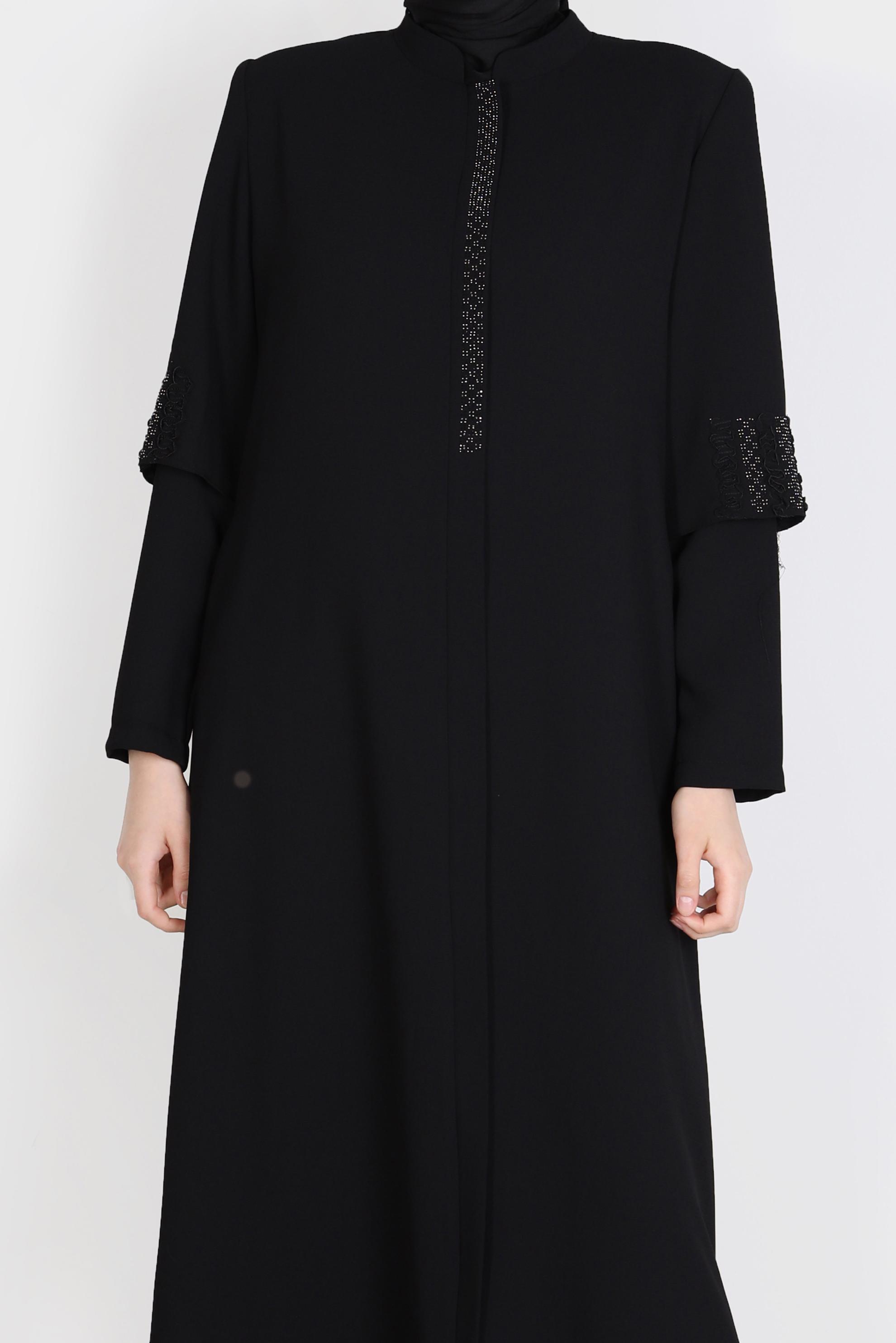 Vêtements hijab NOIR FINITION REMBOURRÉE GEM DETAIL 10544