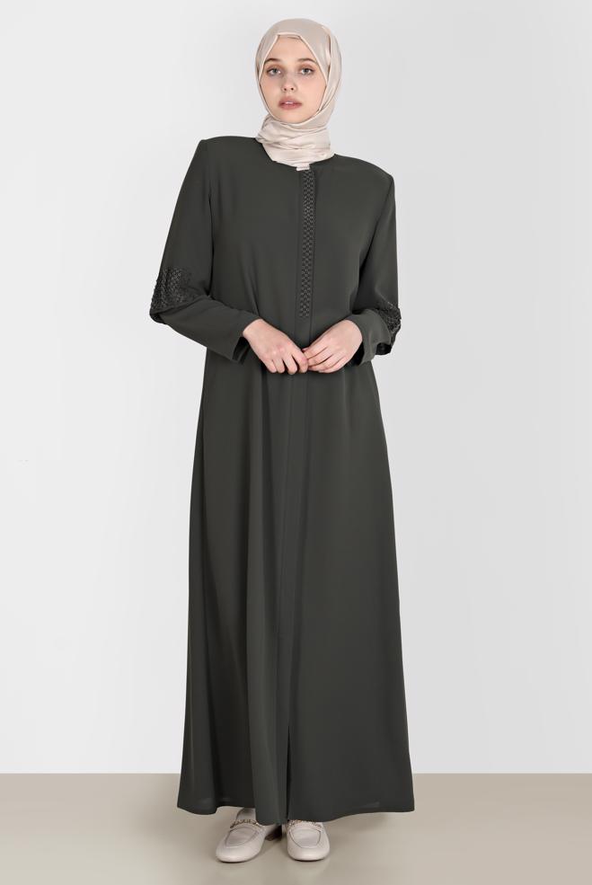 Vêtements hijab KAKI FINITION REMBOURRÉE GEM DETAIL 10544 - ALVİNA