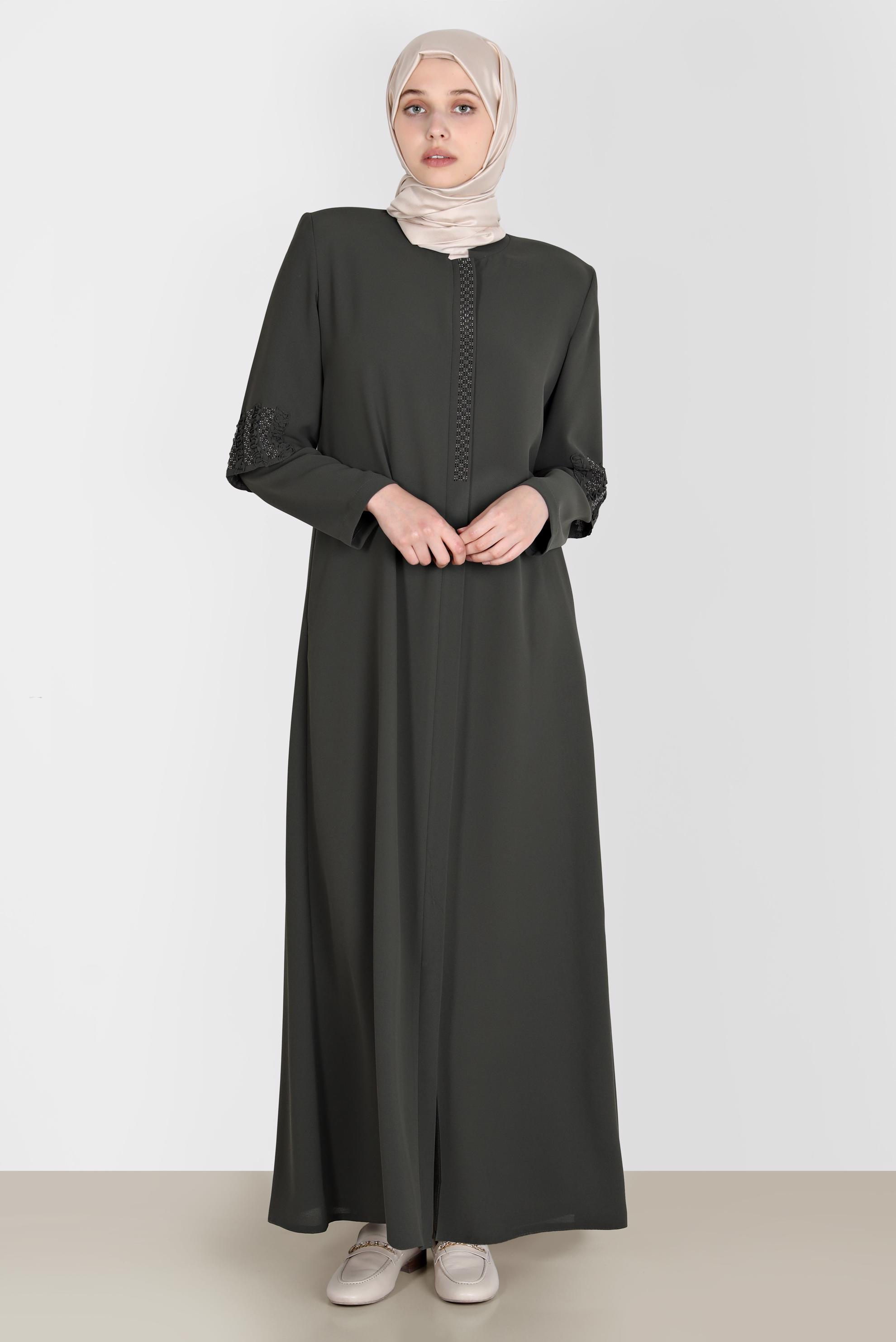 Vêtements hijab KAKI FINITION REMBOURRÉE GEM DETAIL 10544