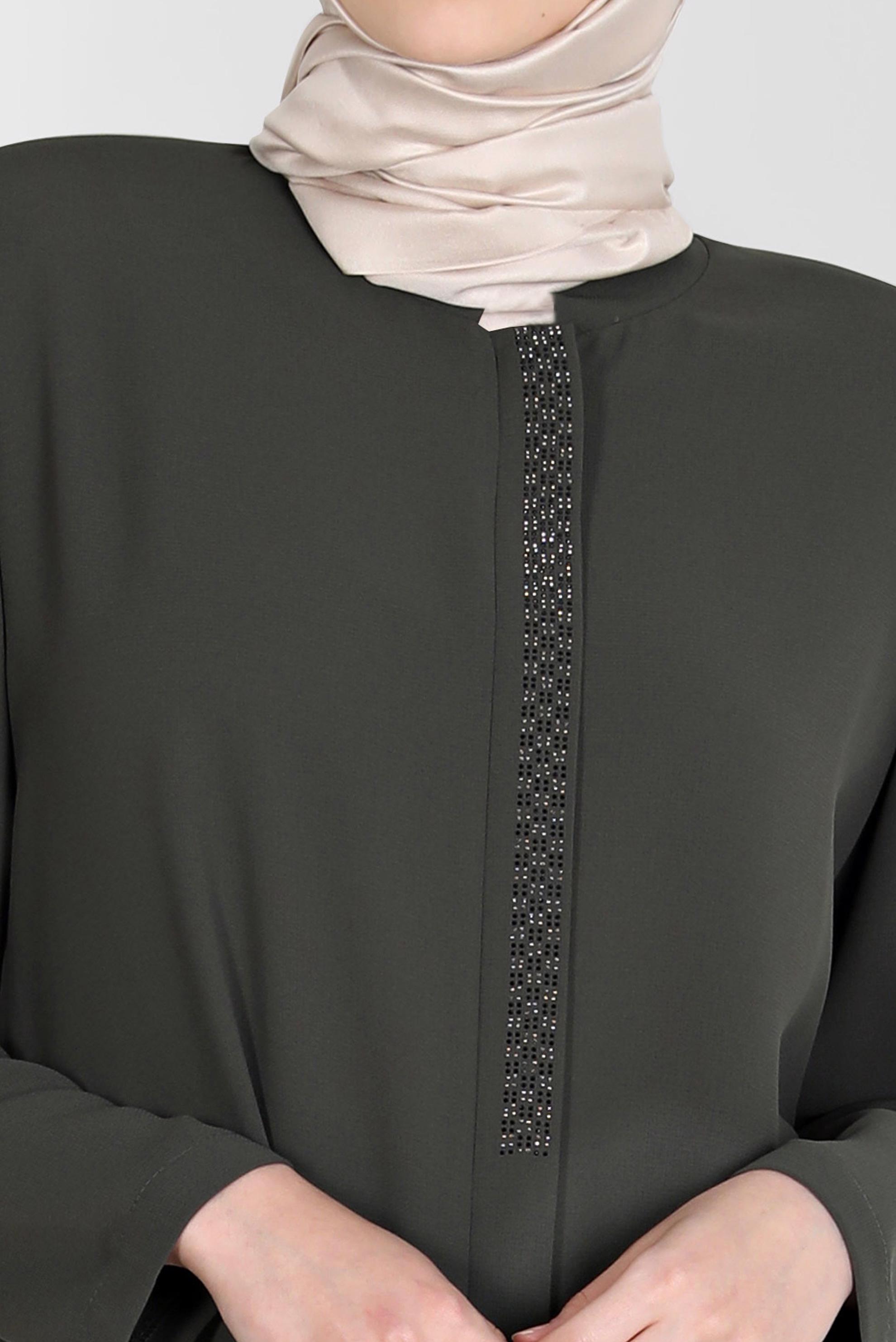 Vêtements hijab KAKI FINITION REMBOURRÉE GEM DETAIL 10544