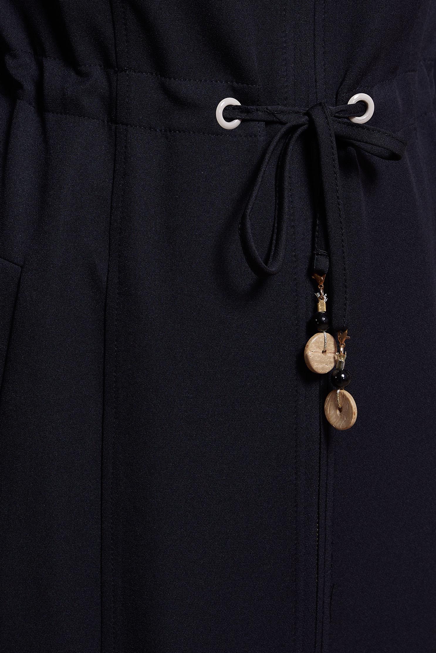 Tesettür giyim SİYAH BELİ BÜZGÜLÜ MANŞETLERİ LASTİKLİ PARDESÜ 10553