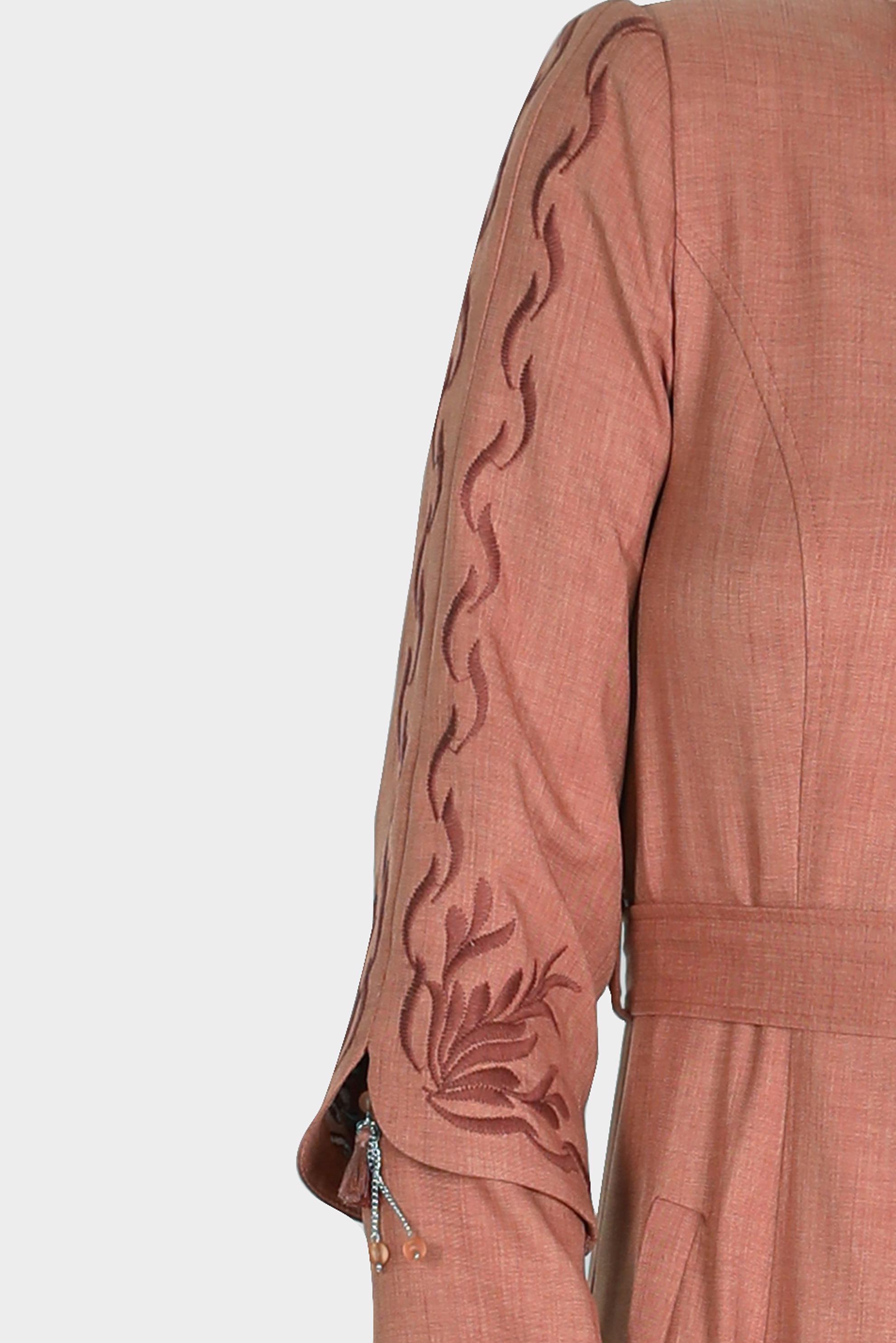 Tesettür giyim TURUNCU KOLLARI NAKIŞLI PARDESÜ 10573 