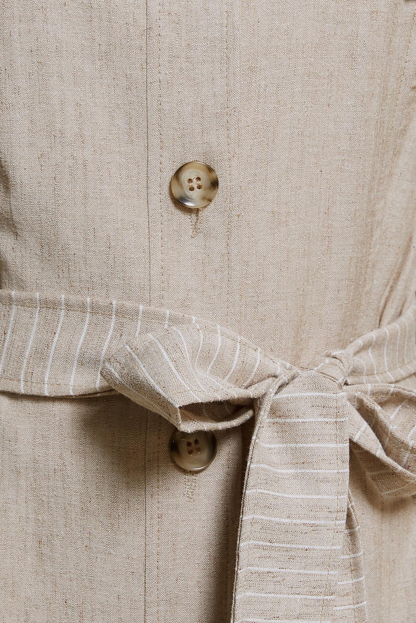 Tesettür giyim VİZON ÇİZGİLİ DÜĞMELİ KUŞAKLI PARDESÜ 10589