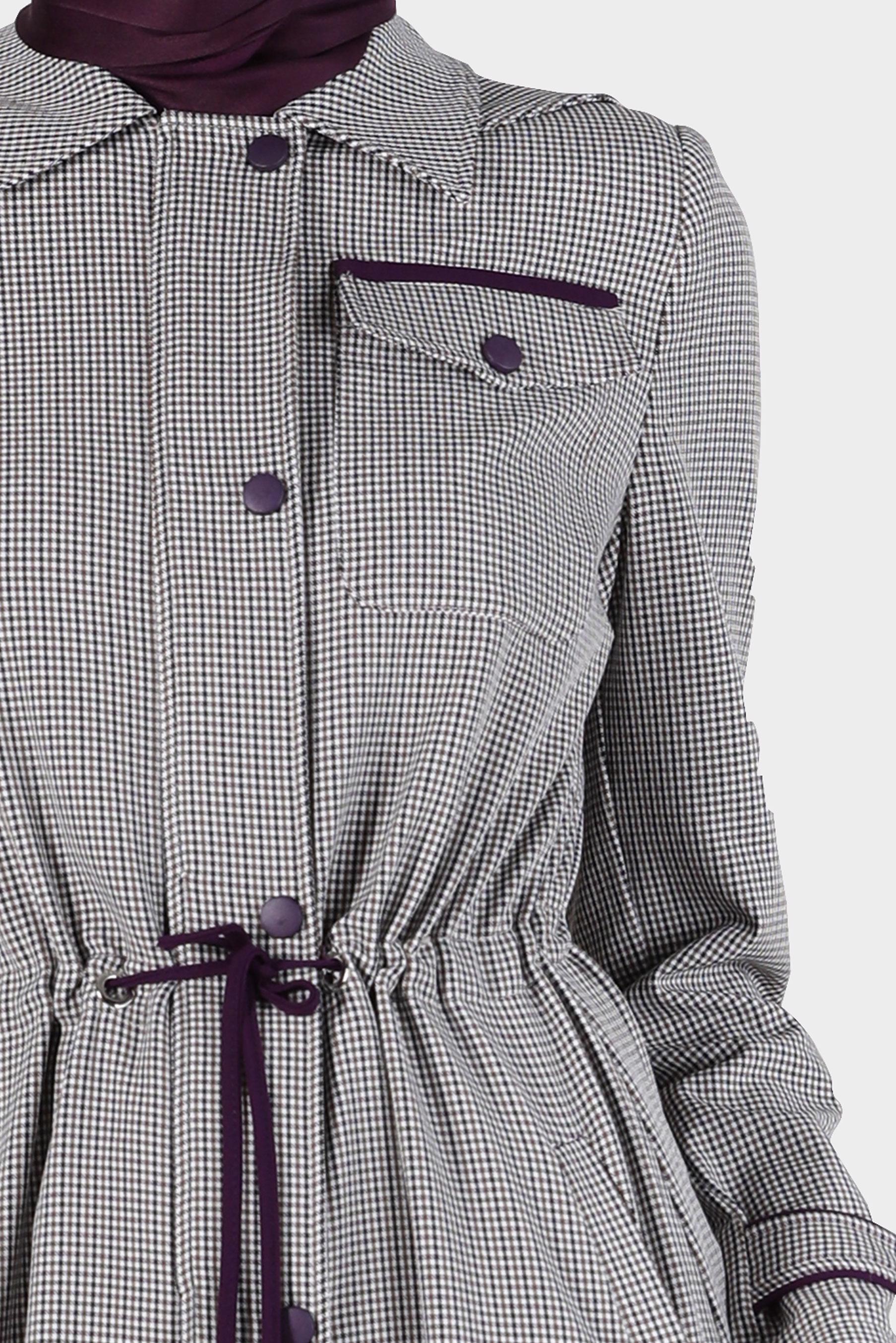 Tesettür giyim MOR BELİ BÜZGÜLÜ PÖTİKARE PARDESÜ 10590 