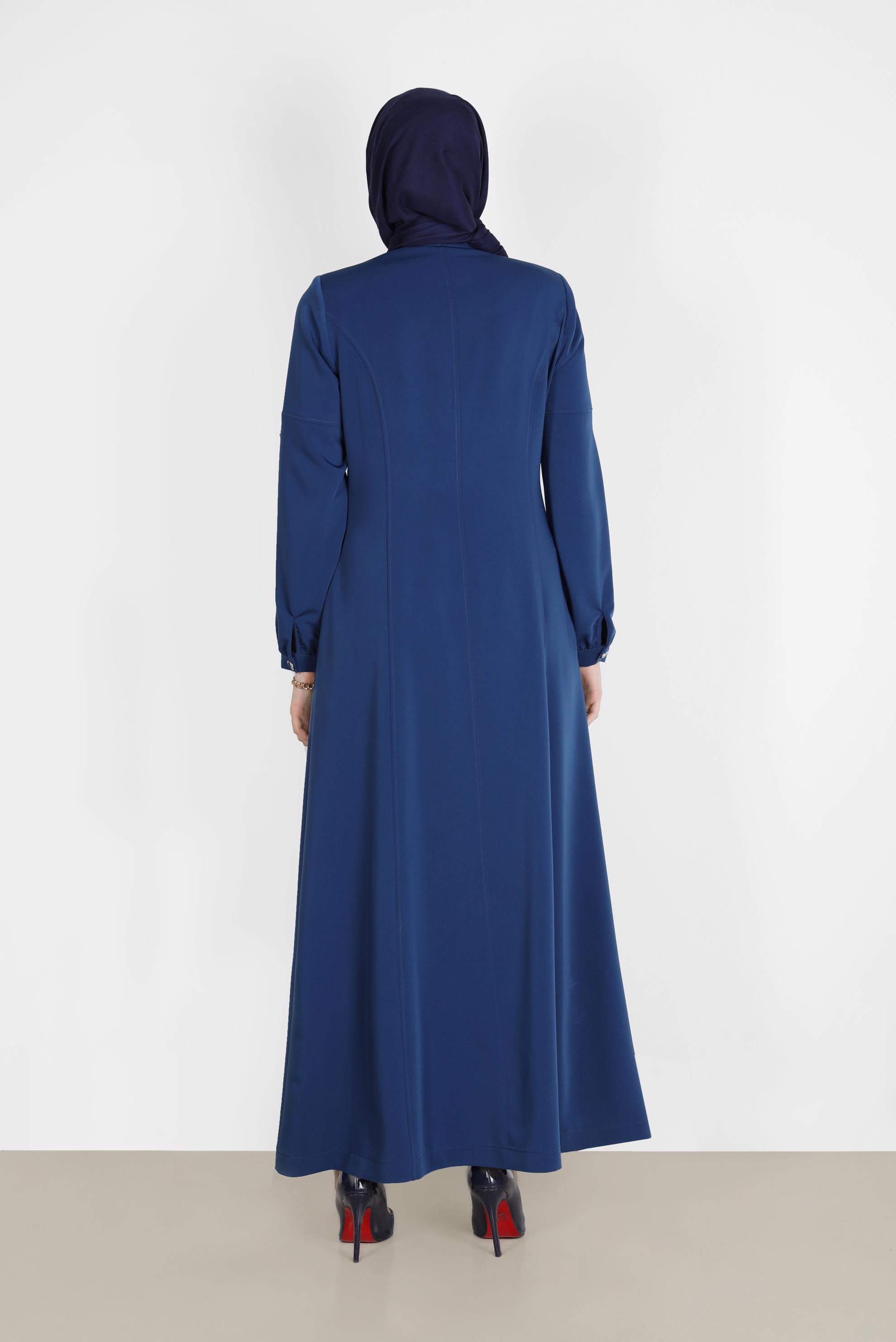 Tesettür giyim LACİVERT KUŞGÖZÜ DETAYLI PARDESÜ 10599